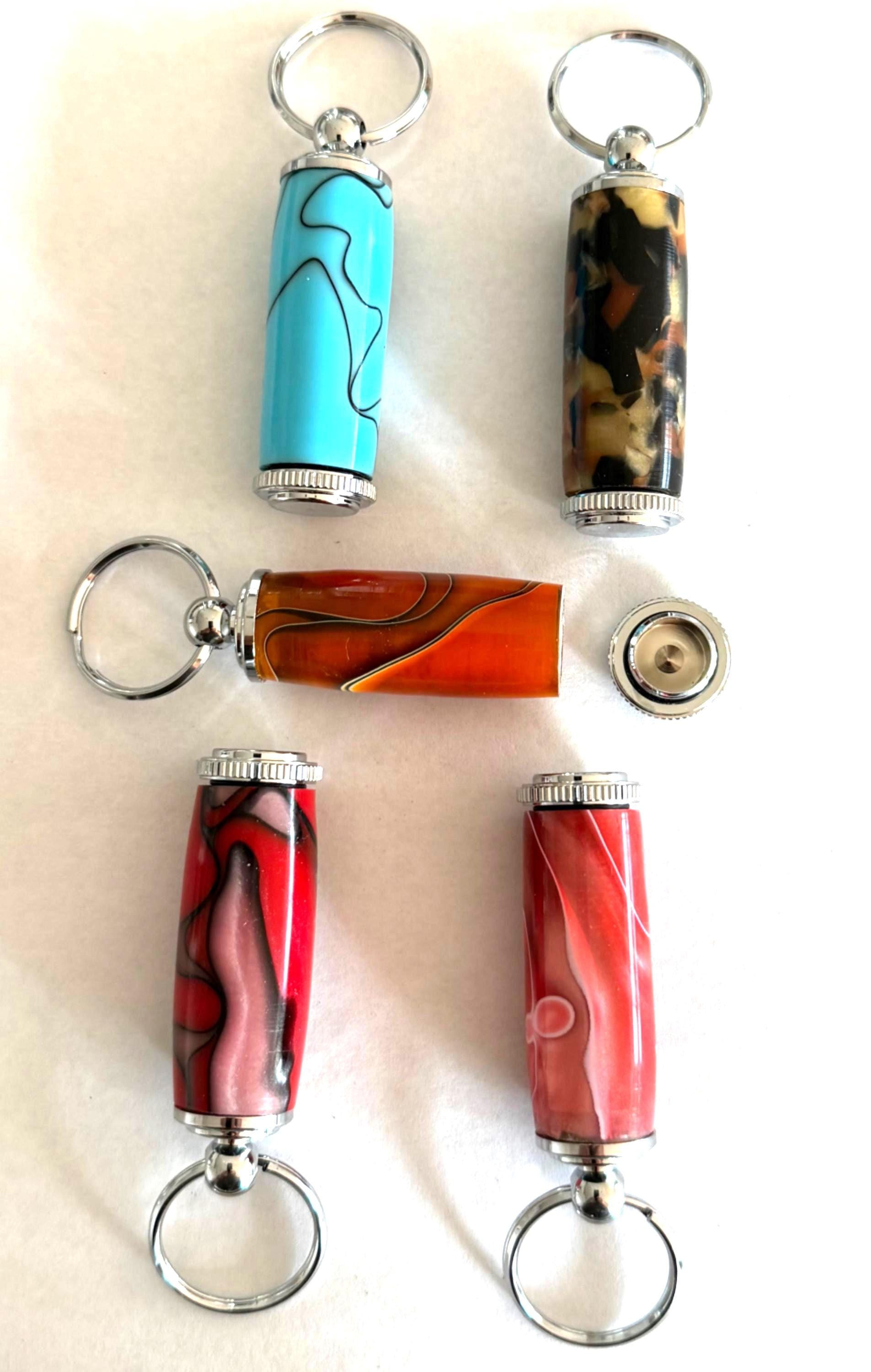Handcrafted Wood-Turned Pill Holder Keychain with Hidden Storage Compartment 2 - MeasureMason Handcrafted Wood-Turned Pill Holder Keychain with Hidden Storage Compartment 2