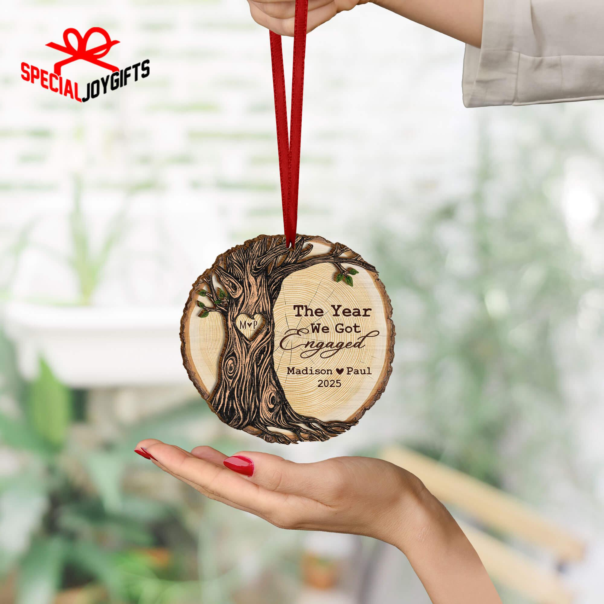 Personalized Engagement Ornament with Names and Date, Couple Christmas Keepsake Gift 3 - MeasureMason Personalized Engagement Ornament with Names and Date, Couple Christmas Keepsake Gift 3