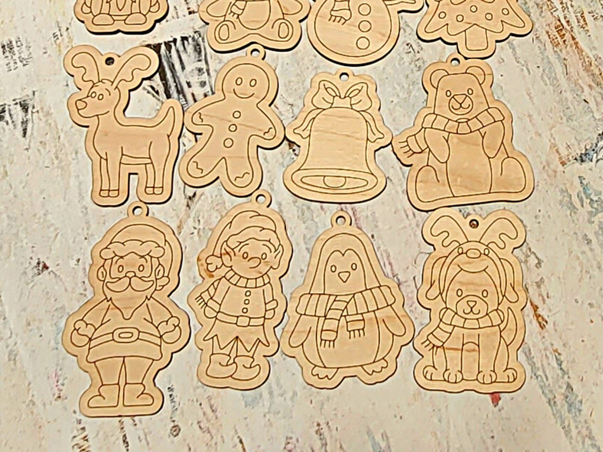 Paint Your Own Wooden Christmas Ornaments Set of 12, DIY Laser Cut Holiday Craft 2 - MeasureMason Paint Your Own Wooden Christmas Ornaments Set of 12, DIY Laser Cut Holiday Craft 2