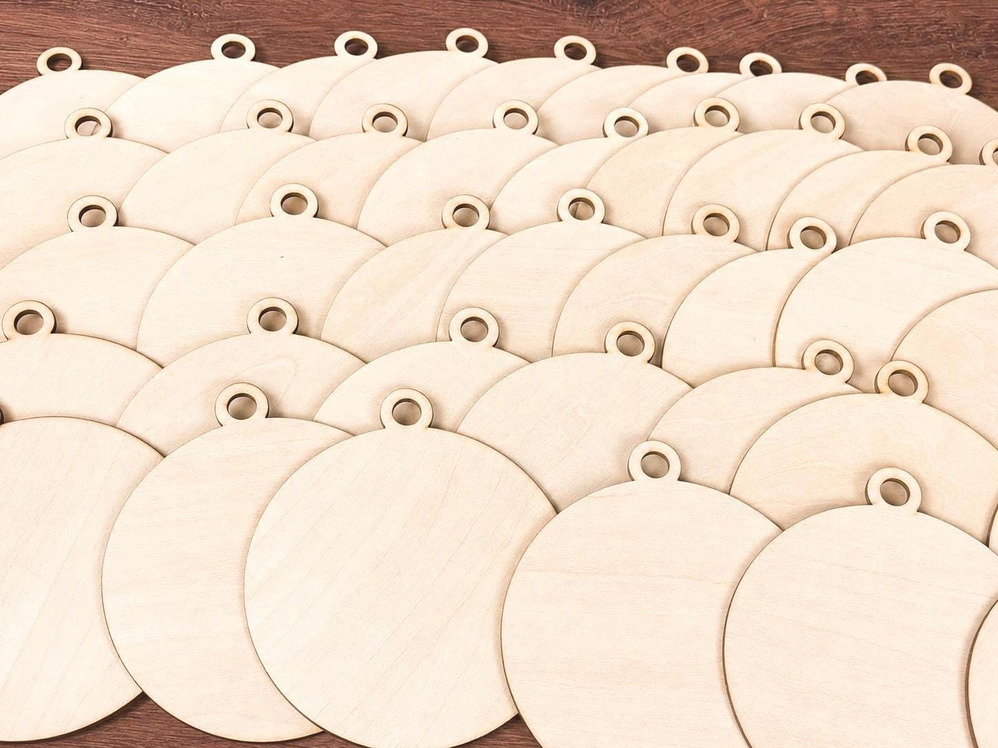 Set of 200 Wood Christmas Ornament Blanks - 4 Inch Round Laser Cut 1/8 Inch Birch Plywood DIY Craft Blanks Set of 200 Wood Christmas Ornament Blanks - 4 Inch Round Laser Cut 1/8 Inch Birch Plywood DIY Craft Blanks