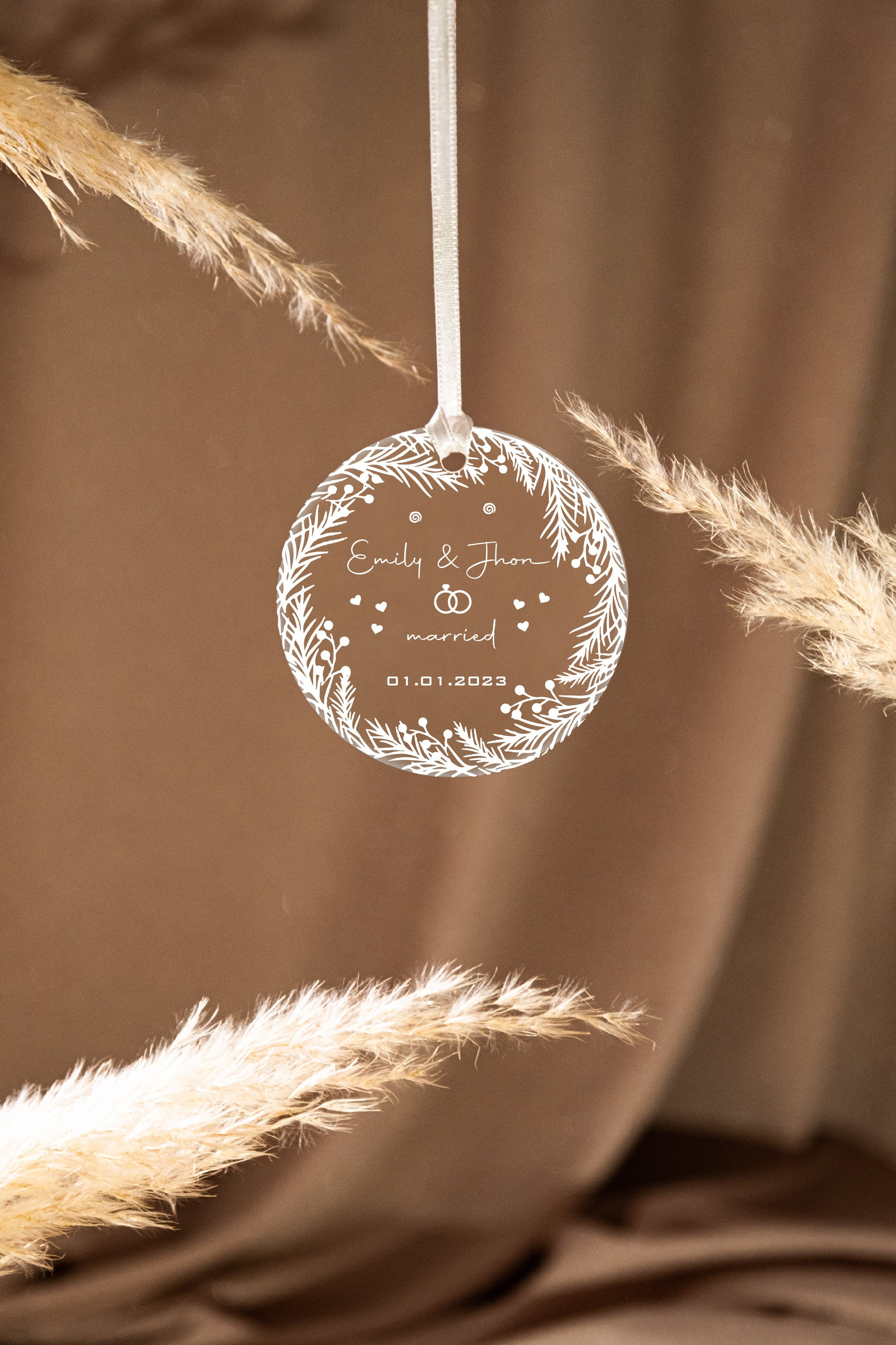 Personalized Acrylic Wedding Ornament - UV Printed Plexiglass Keepsake Favor for Guests 3 - MeasureMason Personalized Acrylic Wedding Ornament - UV Printed Plexiglass Keepsake Favor for Guests 3