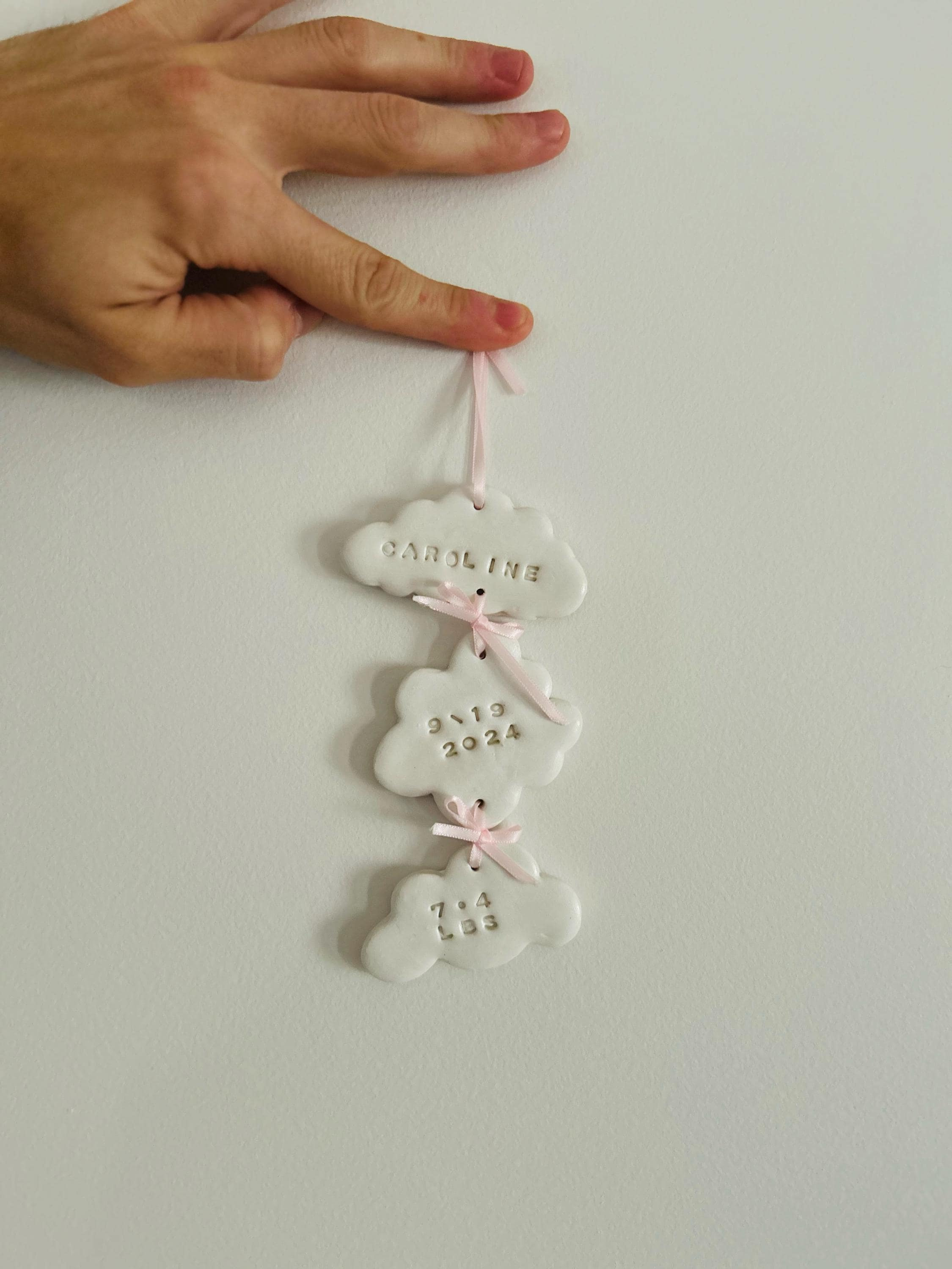 Custom Stamped Cloud Ornament: Handmade Polymer Clay Keepsake 2 - MeasureMason Custom Stamped Cloud Ornament: Handmade Polymer Clay Keepsake 2