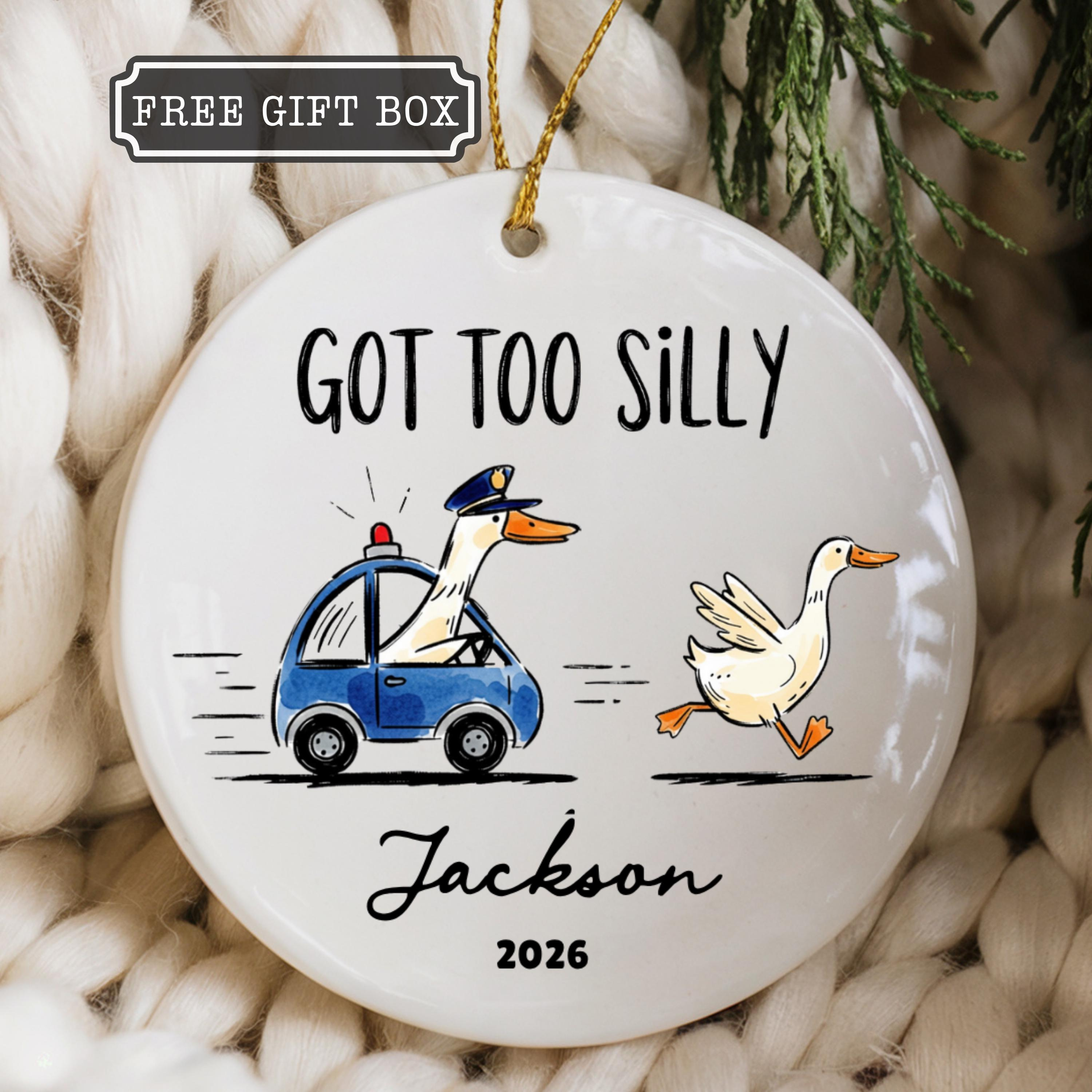 Personalized Silly Goose Ornament Got Too Silly Police Car Ceramic Christmas Ornament Kids Gift Personalized Silly Goose Ornament Got Too Silly Police Car Ceramic Christmas Ornament Kids Gift