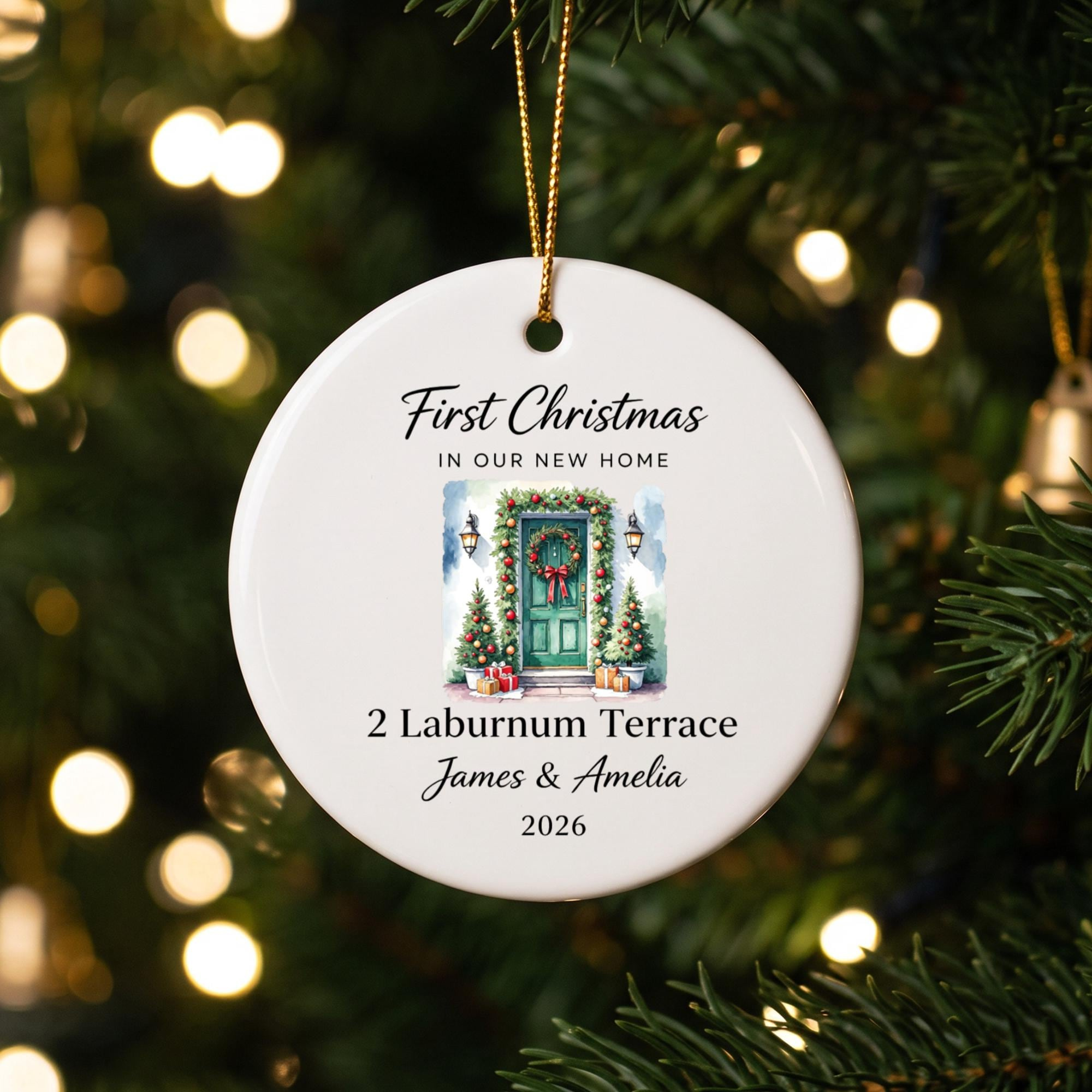 Personalized First Christmas in New Home Ornament 2026 - Newlywed Heart Keepsake Gift