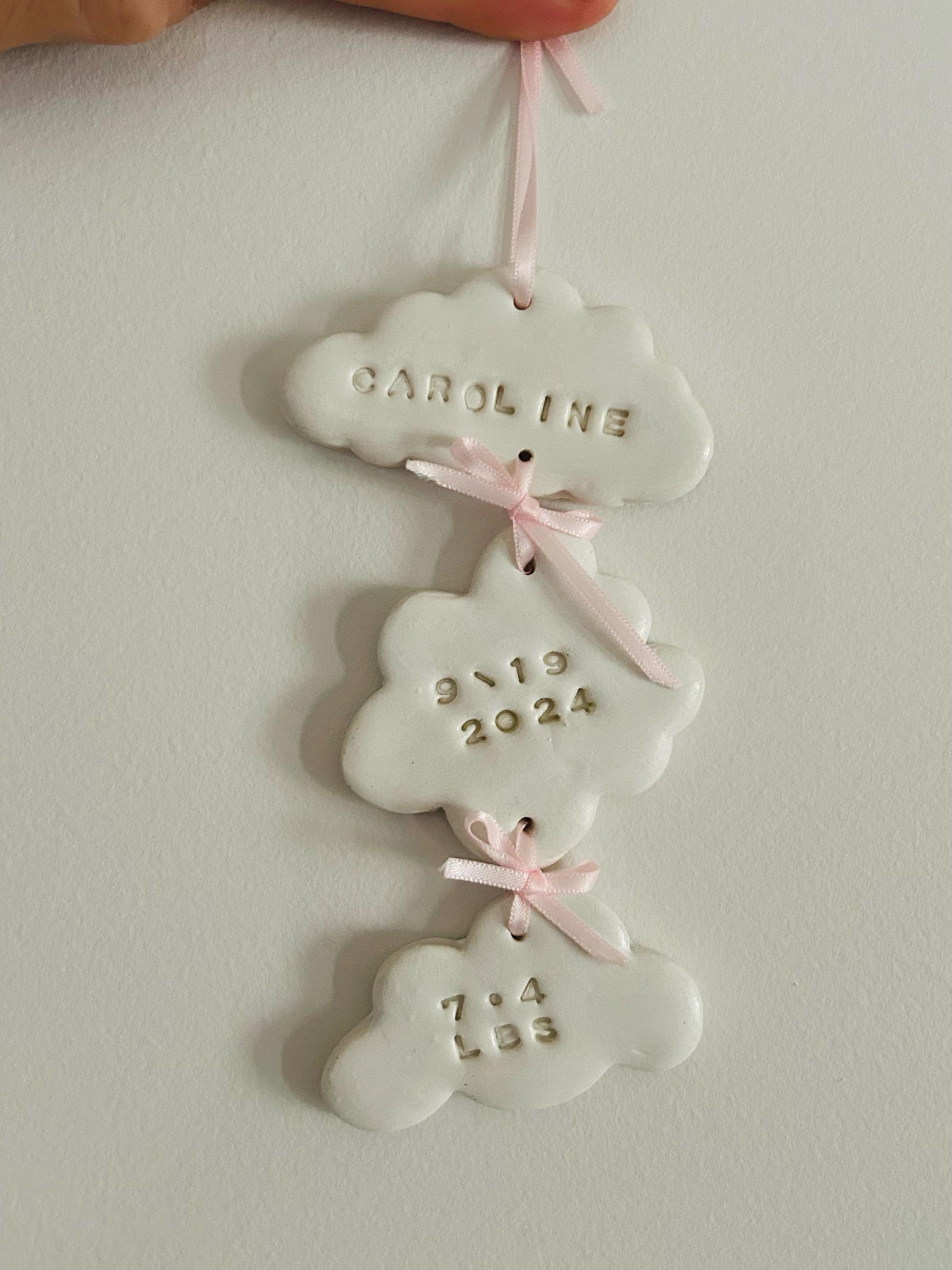Custom Stamped Cloud Ornament: Handmade Polymer Clay Keepsake 1 - MeasureMason Custom Stamped Cloud Ornament: Handmade Polymer Clay Keepsake 1