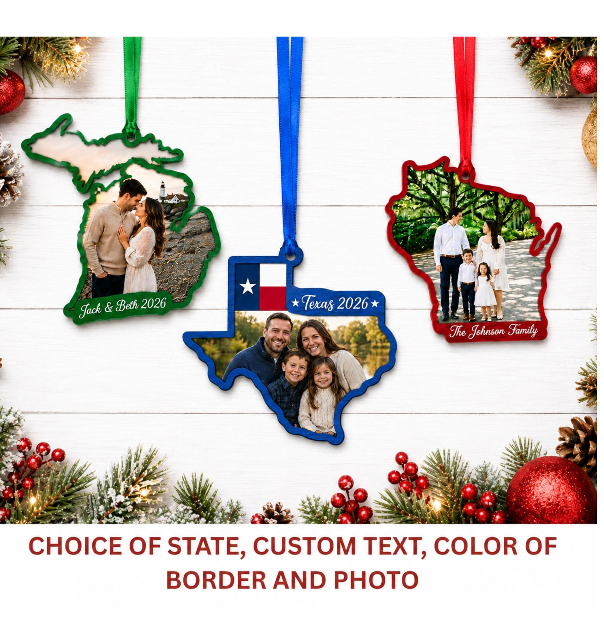 Personalized State Ornament Custom Christmas Tree Decoration Home State Hometown Holiday Keepsake Personalized State Ornament Custom Christmas Tree Decoration Home State Hometown Holiday Keepsake