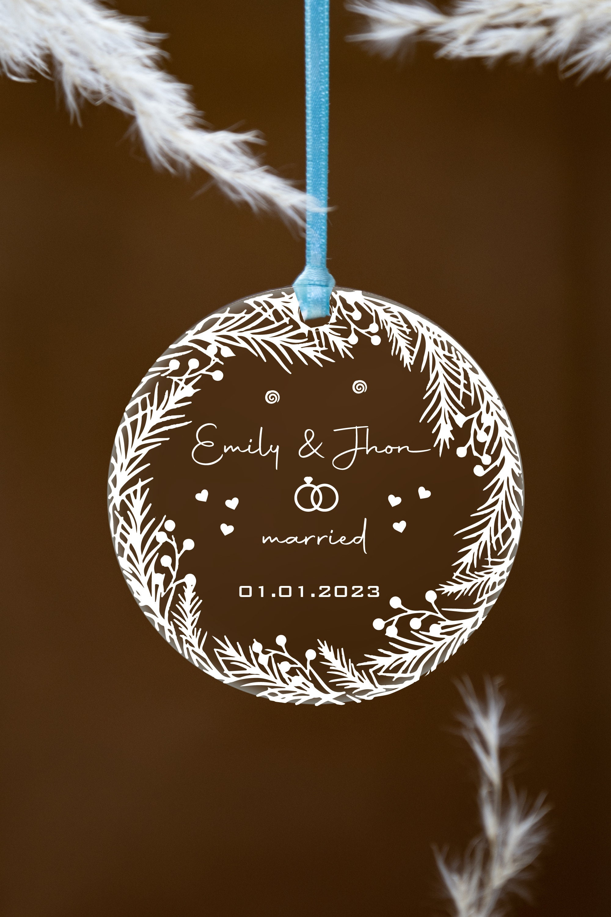 Personalized Acrylic Wedding Ornament - UV Printed Plexiglass Keepsake Favor for Guests 4 - MeasureMason Personalized Acrylic Wedding Ornament - UV Printed Plexiglass Keepsake Favor for Guests 4
