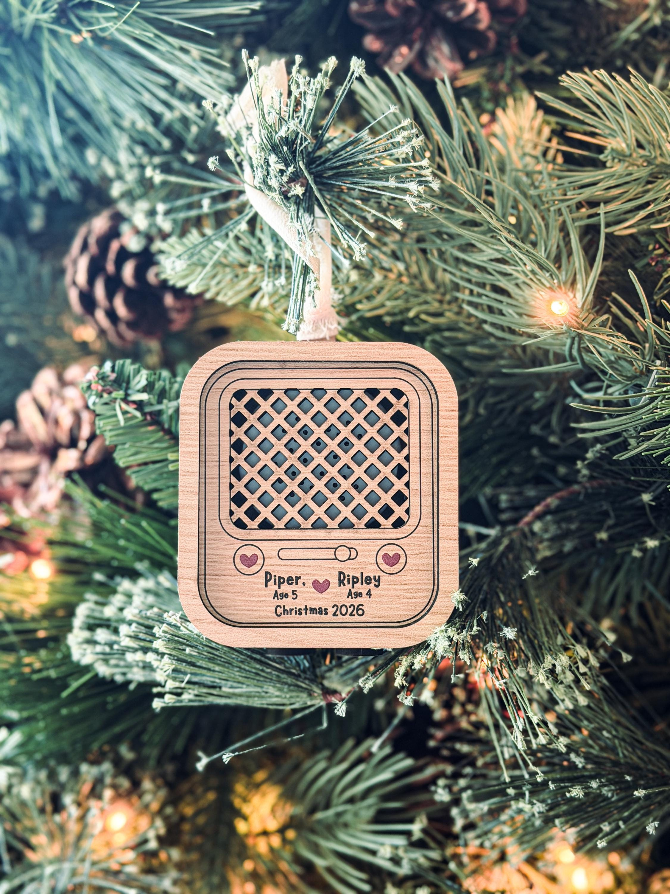 Personalized Voice Recording Christmas Ornament - Custom Wood & Leatherette Keepsake with 30-Second Audio