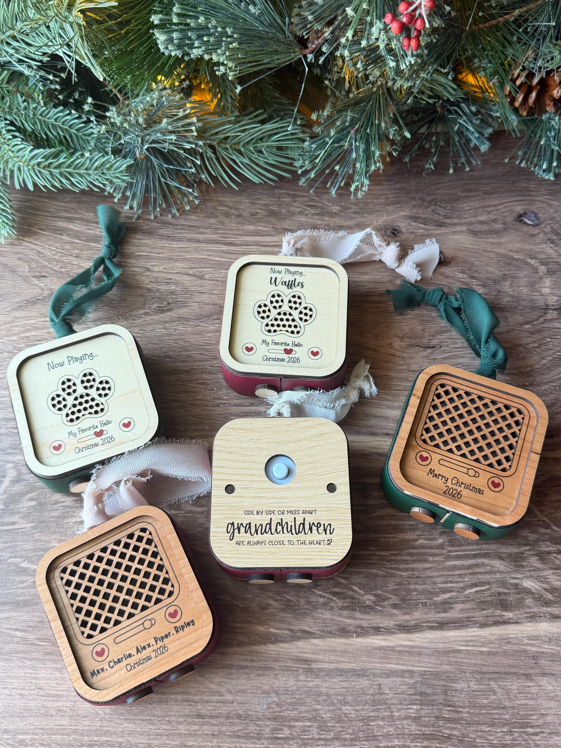 Personalized Voice Recording Christmas Ornament - Custom Wood & Leatherette Keepsake with 30-Second Audio 1 - MeasureMason Personalized Voice Recording Christmas Ornament - Custom Wood & Leatherette Keepsake with 30-Second Audio 1