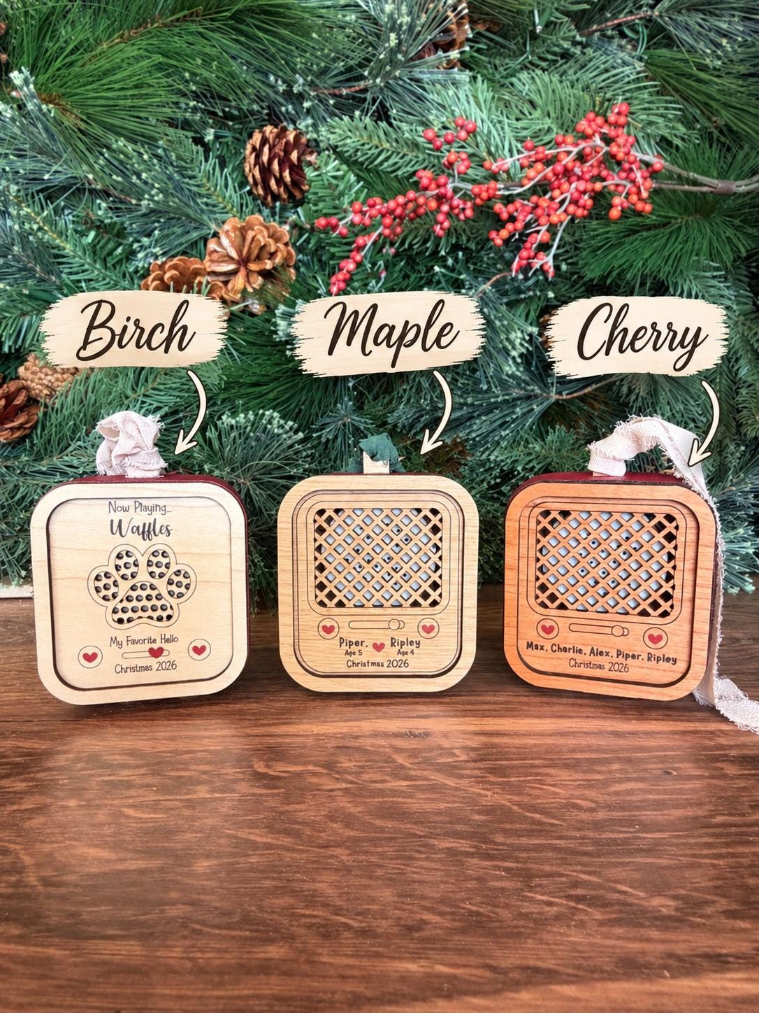 Personalized Voice Recording Christmas Ornament - Custom Wood & Leatherette Keepsake with 30-Second Audio 4 - MeasureMason Personalized Voice Recording Christmas Ornament - Custom Wood & Leatherette Keepsake with 30-Second Audio 4