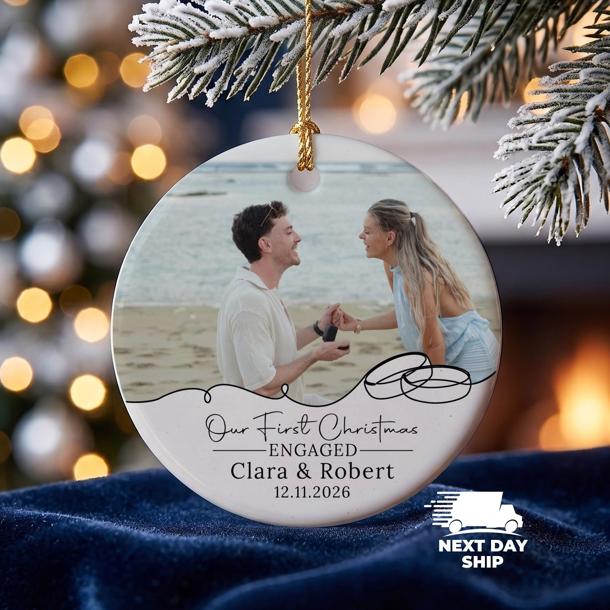 Custom Engagement Photo Ornament, Couple Picture Keepsake, Proposal Gift, Personalized Married Heart Ornament 1 - MeasureMason Custom Engagement Photo Ornament, Couple Picture Keepsake, Proposal Gift, Personalized Married Heart Ornament 1