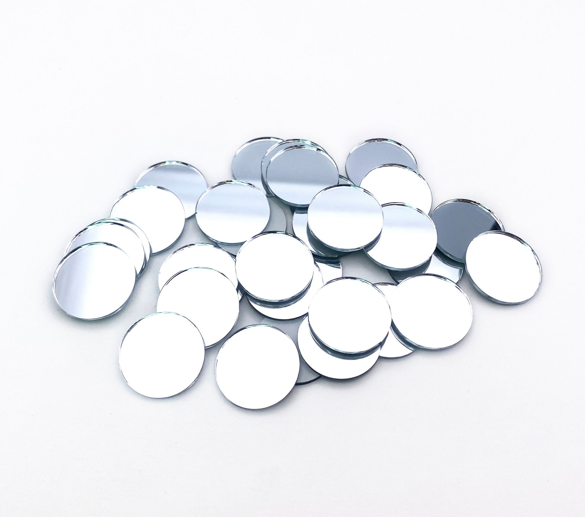 1" Round Mini Mirrors for Crafts & Shisha Embroidery, 100 Pack Glass Discs 1