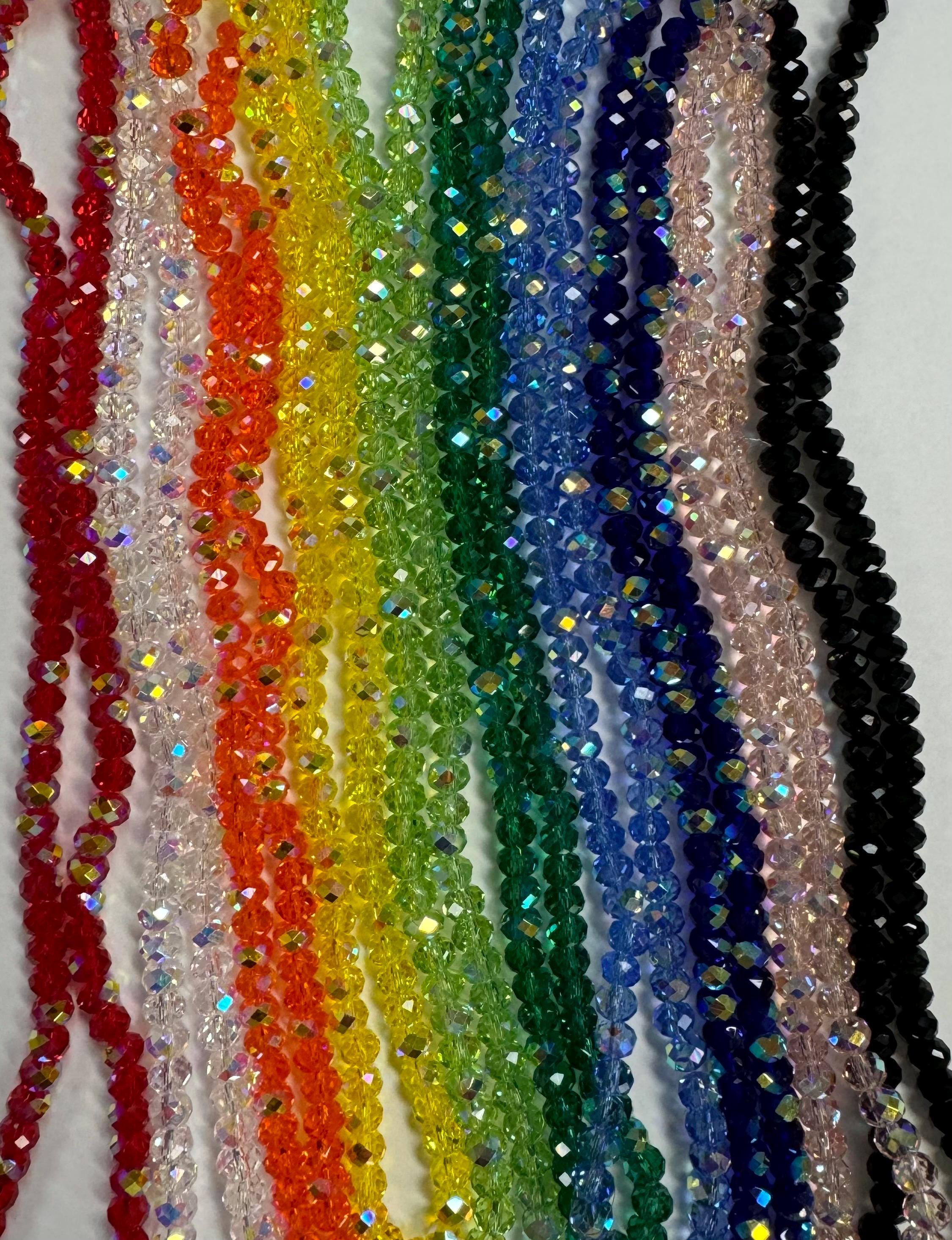4mm, 6mm Chinese Crystal Rondelle Beads Mix Pack - 10 Strands Rainbow AB Glass Beads, 16 inch 4mm, 6mm Chinese Crystal Rondelle Beads Mix Pack - 10 Strands Rainbow AB Glass Beads, 16 inch