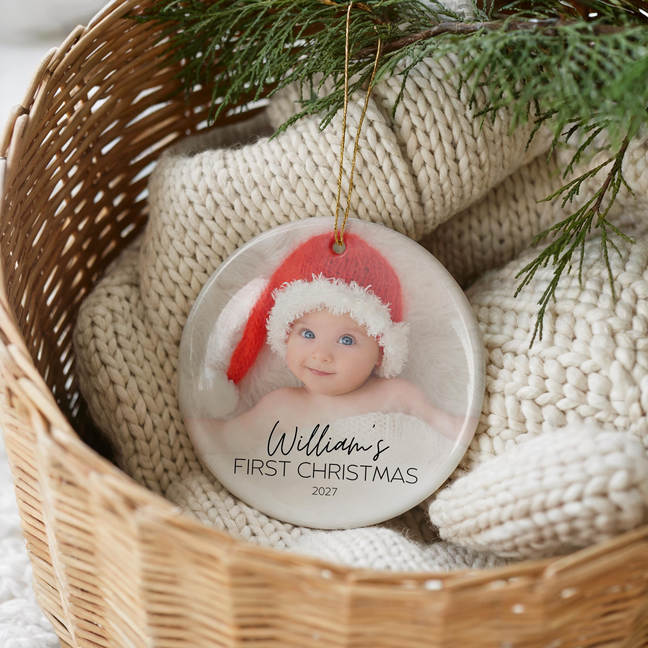 Personalized Ceramic Baby Photo Ornament - Custom Christmas Keepsake Gift for New Parents 2 - MeasureMason Personalized Ceramic Baby Photo Ornament - Custom Christmas Keepsake Gift for New Parents 2