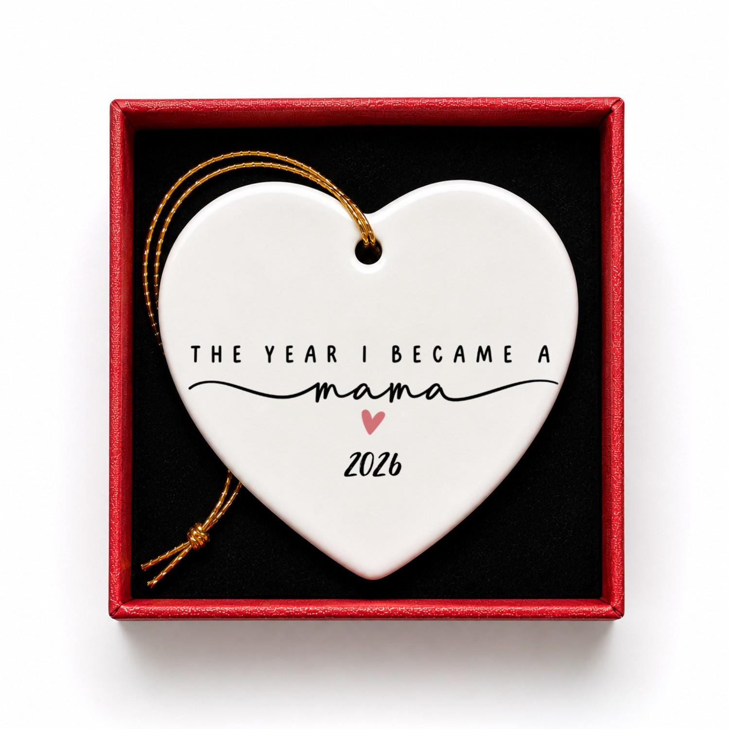 Personalized Ceramic Heart Christmas Ornament – Custom Year Keepsake for New Mom 1 - MeasureMason Personalized Ceramic Heart Christmas Ornament – Custom Year Keepsake for New Mom 1