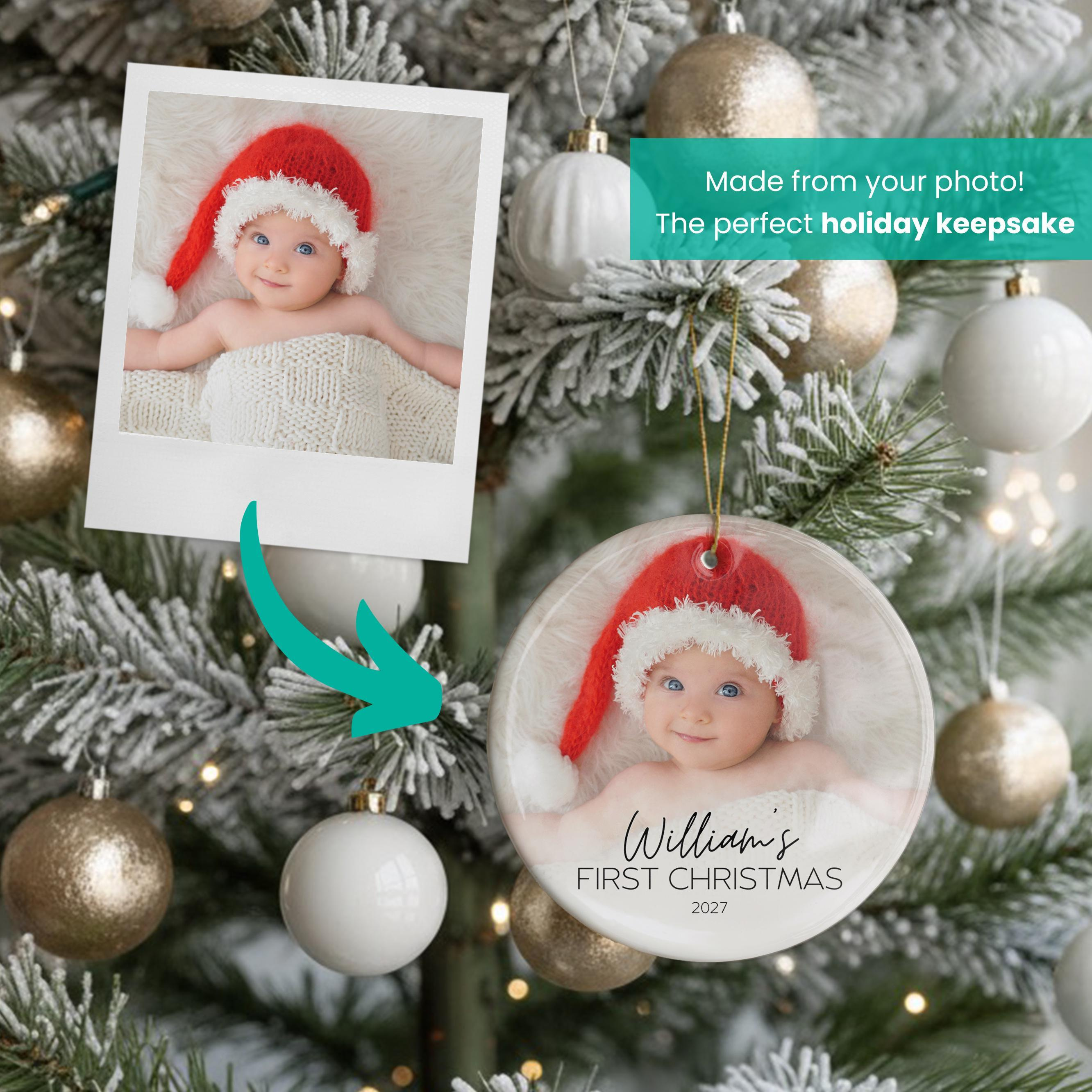 Personalized Ceramic Baby Photo Ornament - Custom Christmas Keepsake Gift for New Parents 4 - MeasureMason Personalized Ceramic Baby Photo Ornament - Custom Christmas Keepsake Gift for New Parents 4