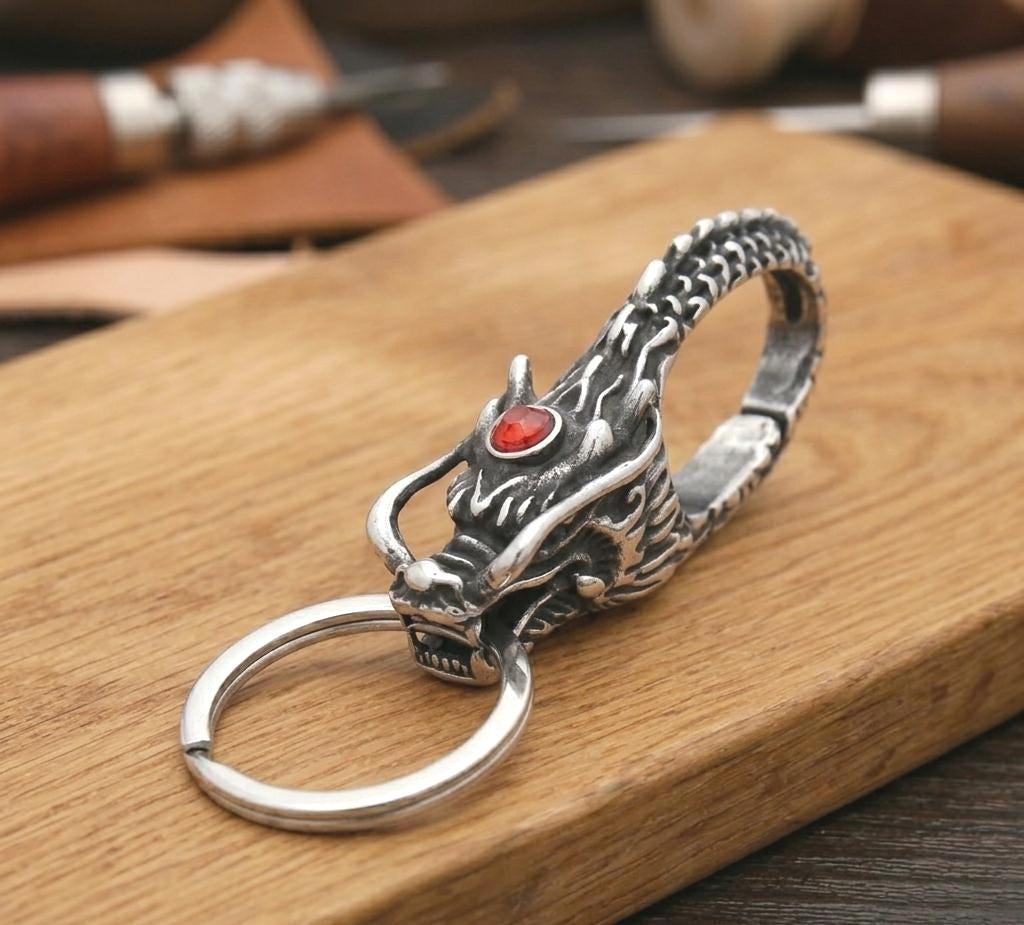 Gothic Dragon Stainless Steel Carabiner Keychain - Unique Mens Gift 2 - MeasureMason Gothic Dragon Stainless Steel Carabiner Keychain - Unique Mens Gift 2