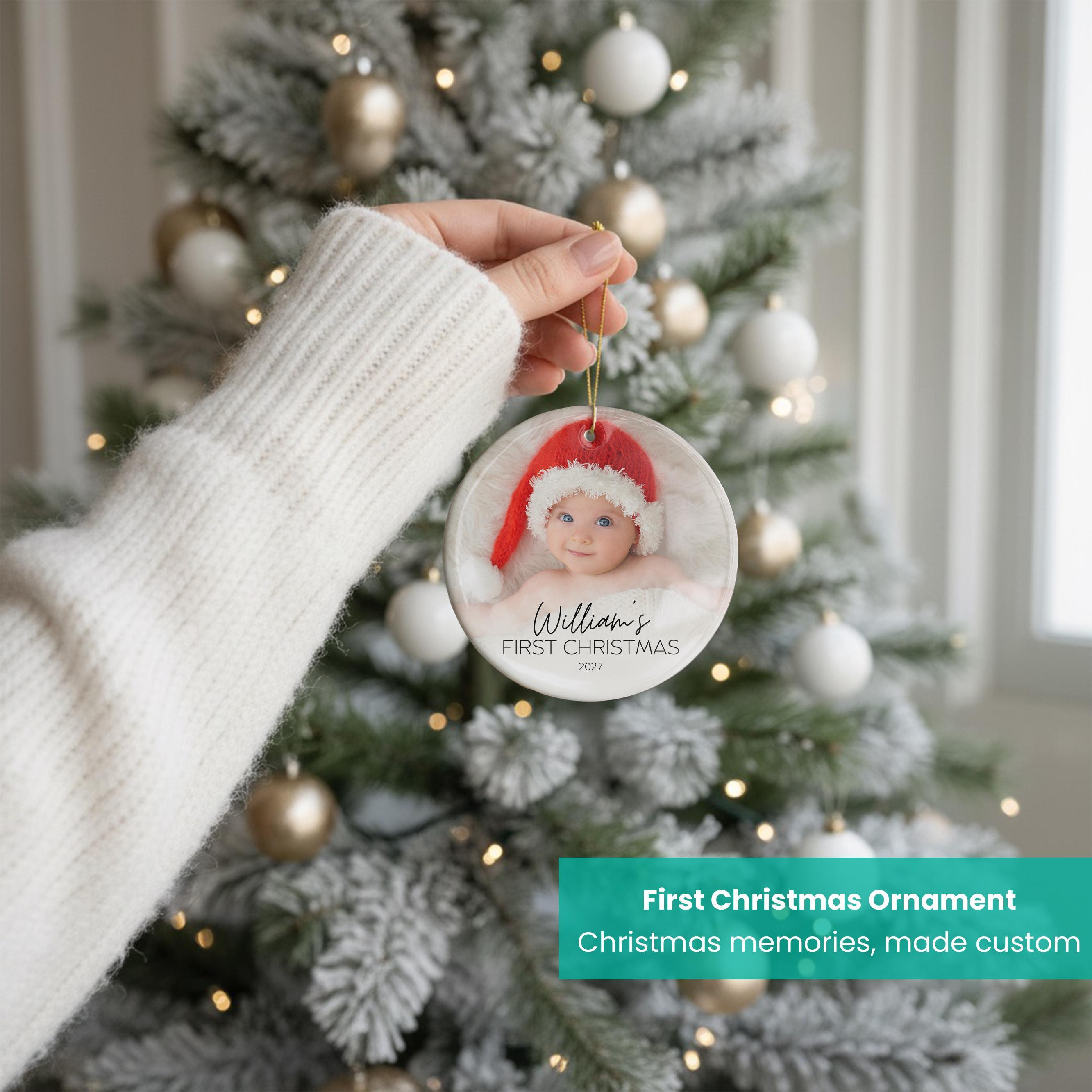 Personalized Ceramic Baby Photo Ornament - Custom Christmas Keepsake Gift for New Parents 3 - MeasureMason Personalized Ceramic Baby Photo Ornament - Custom Christmas Keepsake Gift for New Parents 3