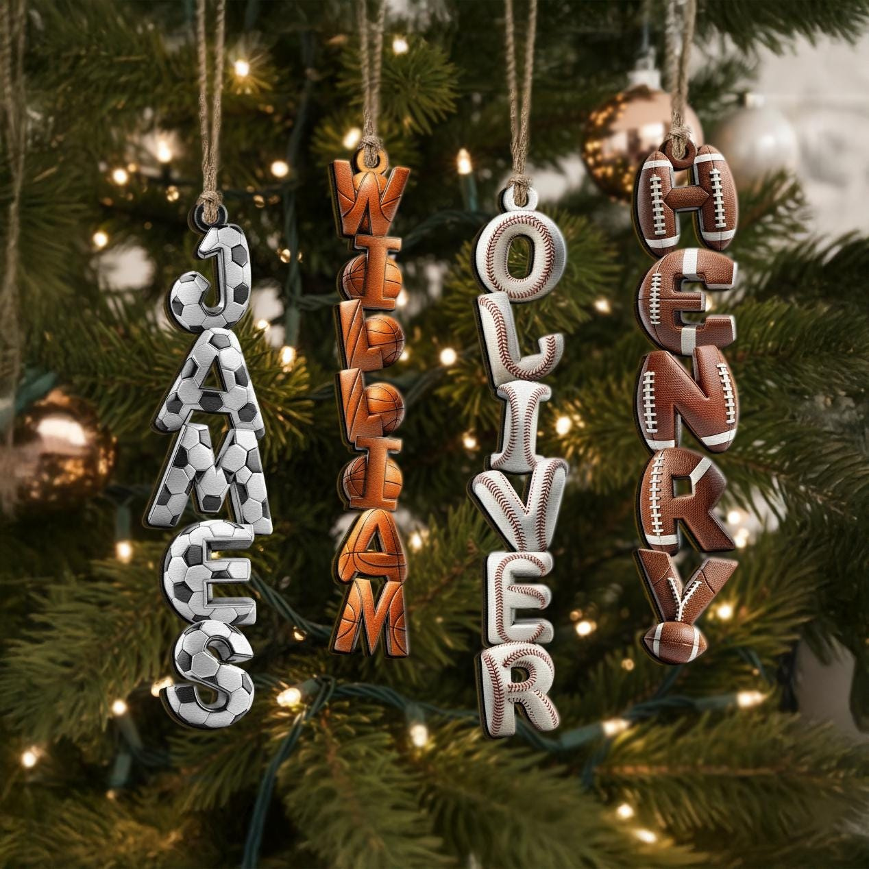 Personalized Wooden Christmas Ornament for Sport-Loving Kids Personalized Wooden Christmas Ornament for Sport-Loving Kids