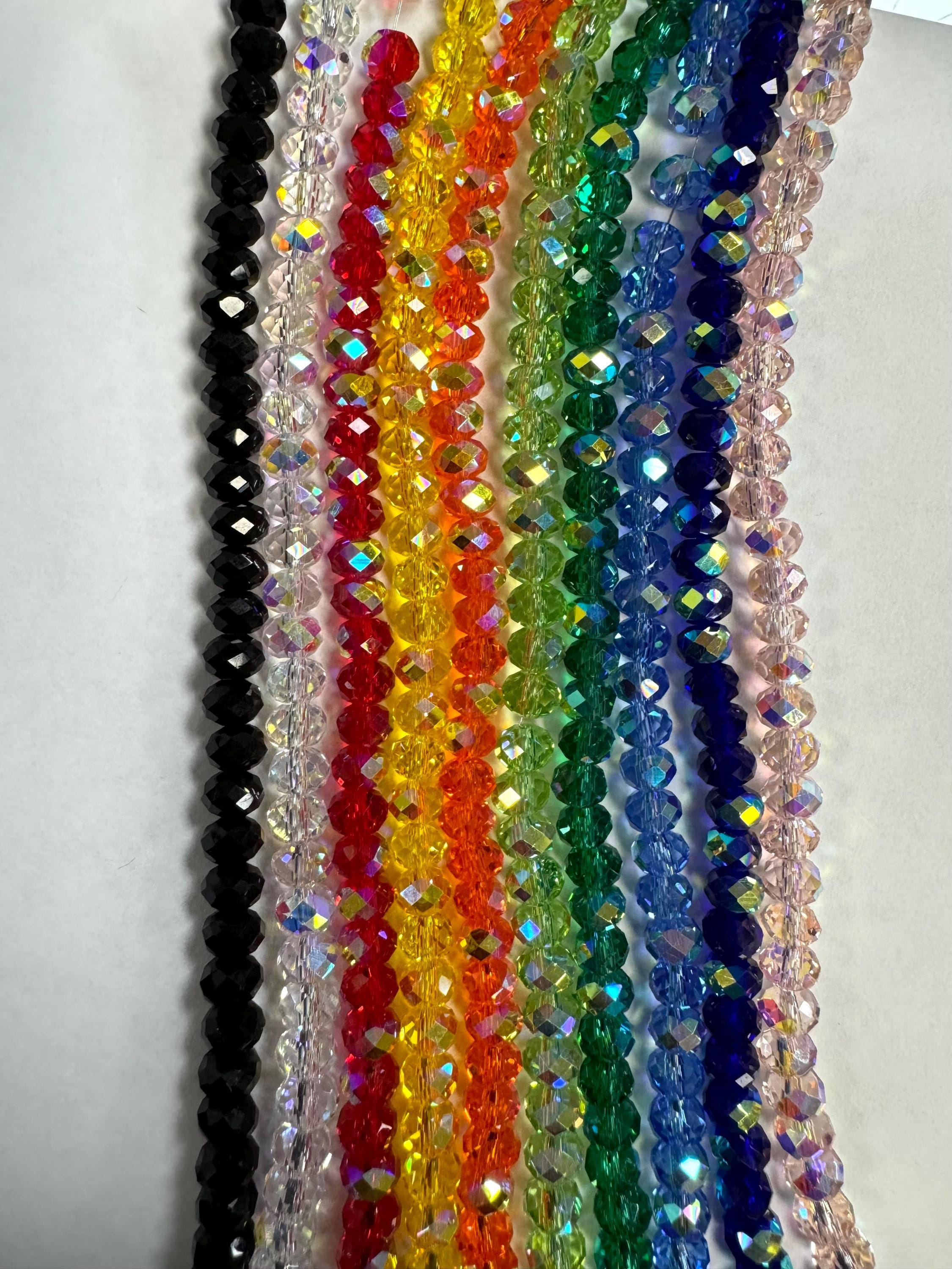 4mm, 6mm Chinese Crystal Rondelle Beads Mix Pack - 10 Strands Rainbow AB Glass Beads, 16 inch 1 - MeasureMason 4mm, 6mm Chinese Crystal Rondelle Beads Mix Pack - 10 Strands Rainbow AB Glass Beads, 16 inch 1