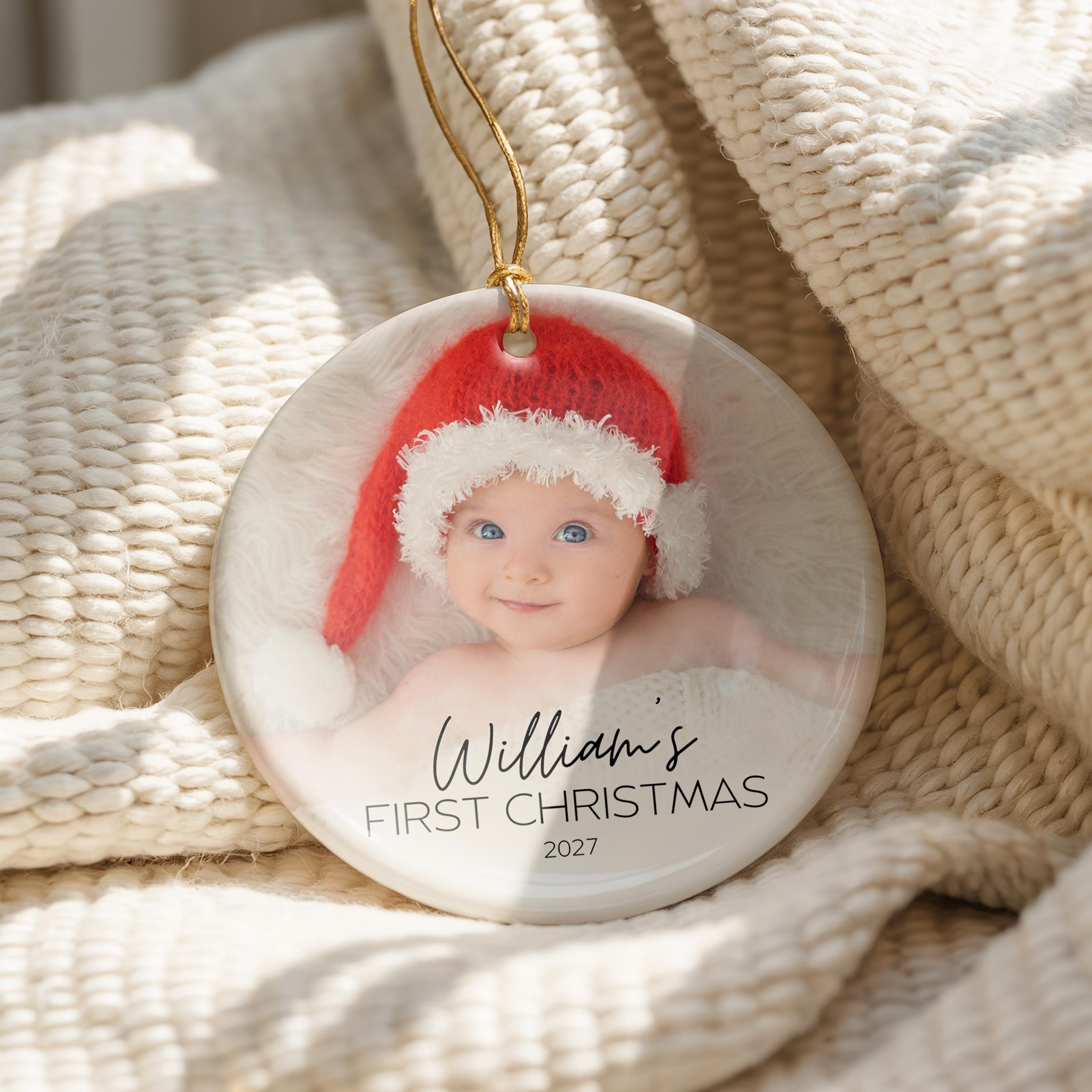 Personalized Ceramic Baby Photo Ornament - Custom Christmas Keepsake Gift for New Parents 1 - MeasureMason Personalized Ceramic Baby Photo Ornament - Custom Christmas Keepsake Gift for New Parents 1