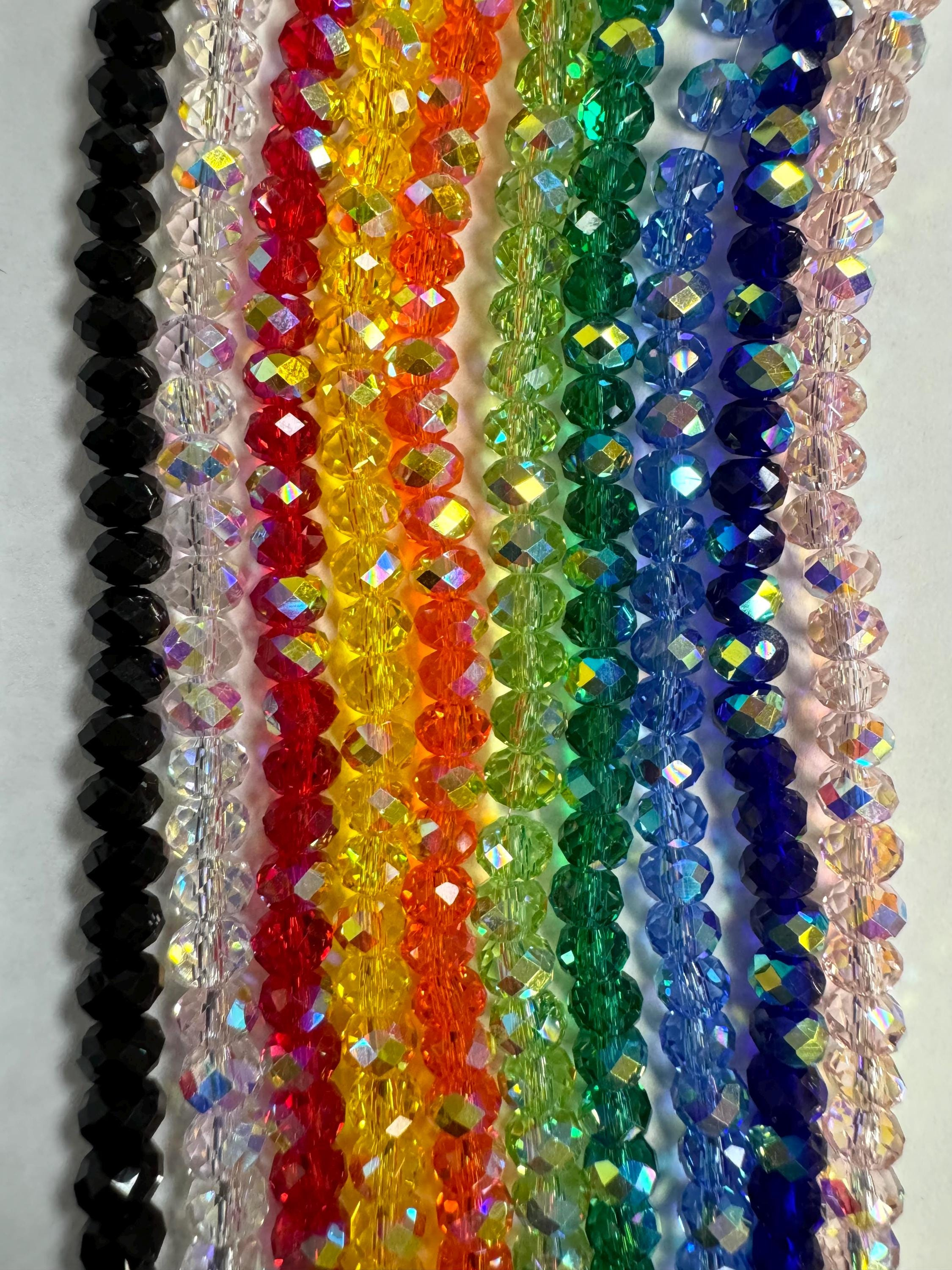 4mm, 6mm Chinese Crystal Rondelle Beads Mix Pack - 10 Strands Rainbow AB Glass Beads, 16 inch 2 - MeasureMason 4mm, 6mm Chinese Crystal Rondelle Beads Mix Pack - 10 Strands Rainbow AB Glass Beads, 16 inch 2