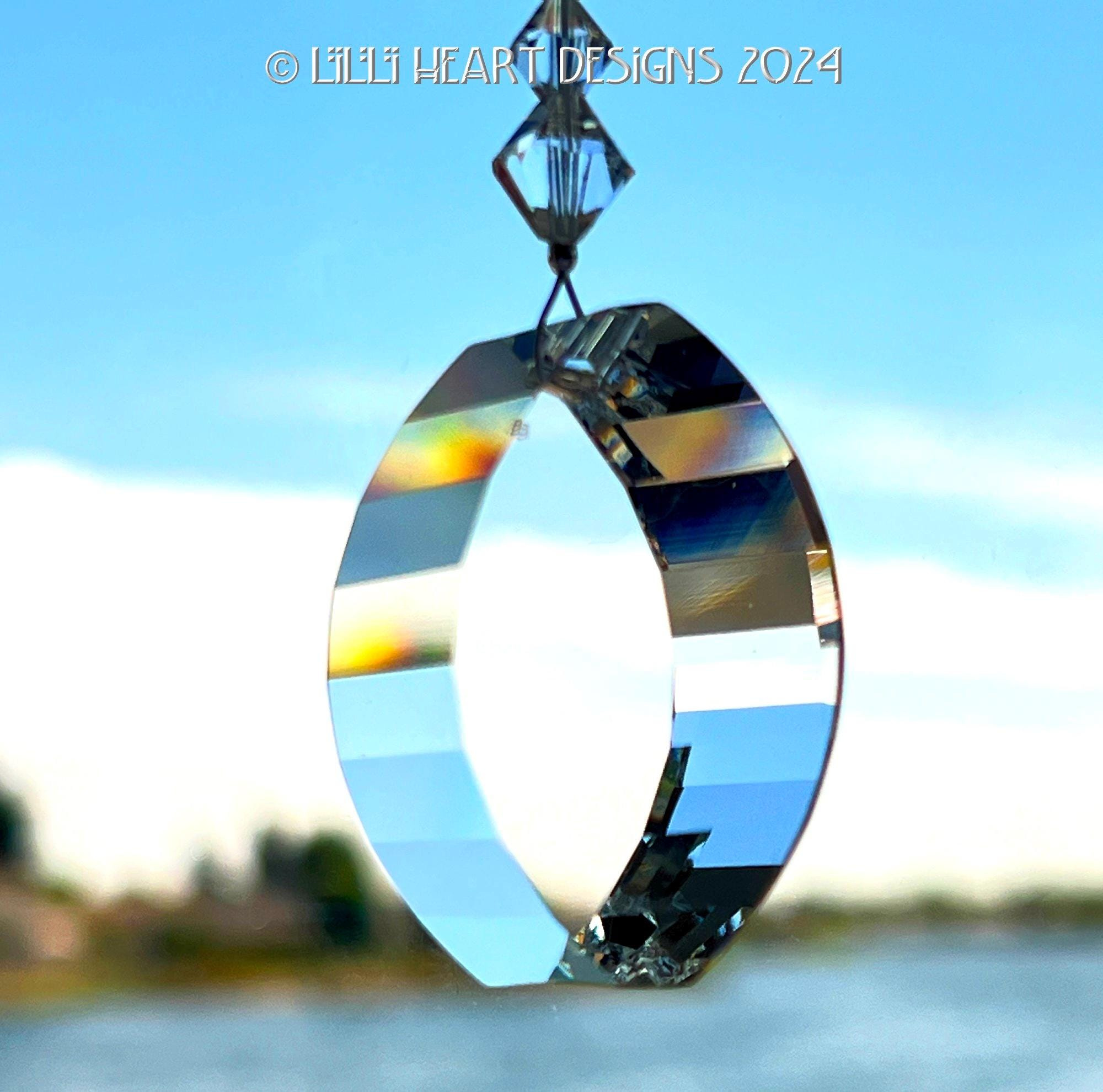 Swarovski Crystal Feng Shui Energy Gate Suncatcher 38mm Clear Octagons Handmade Car Mirror Rainbow Maker