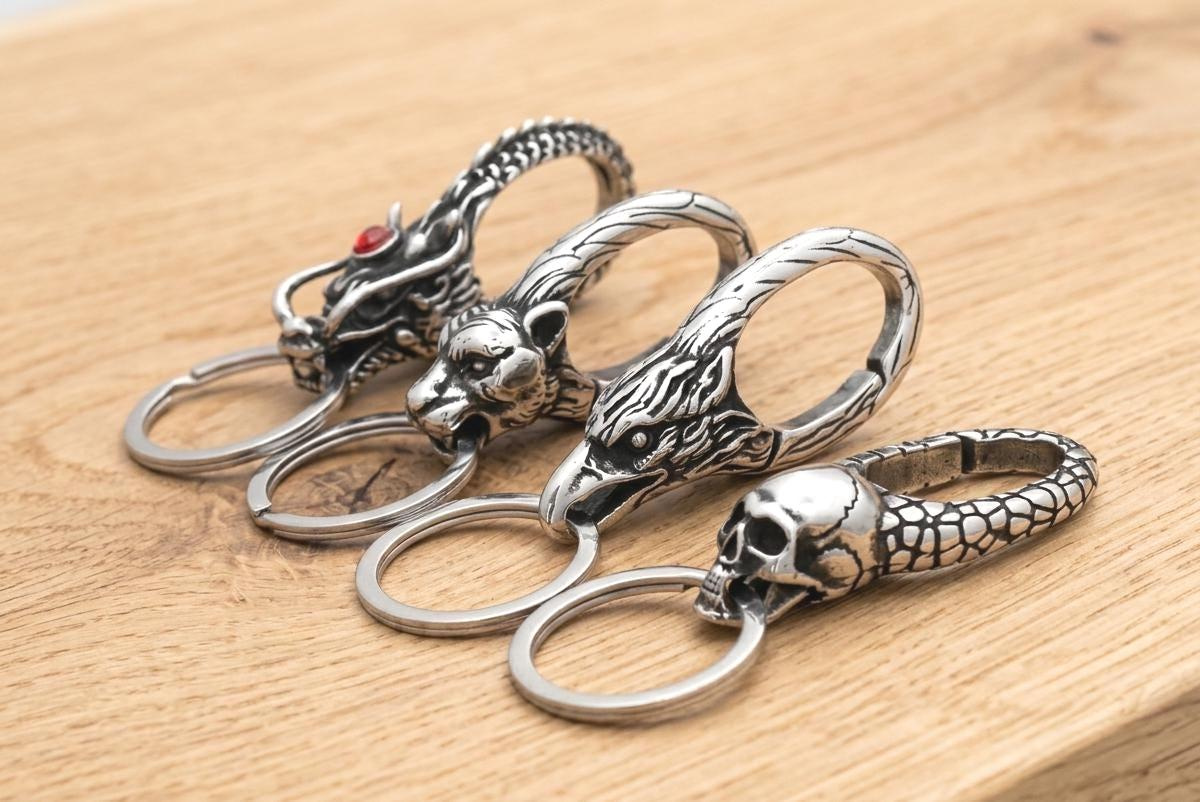 Gothic Dragon Stainless Steel Carabiner Keychain - Unique Mens Gift 1 - MeasureMason Gothic Dragon Stainless Steel Carabiner Keychain - Unique Mens Gift 1