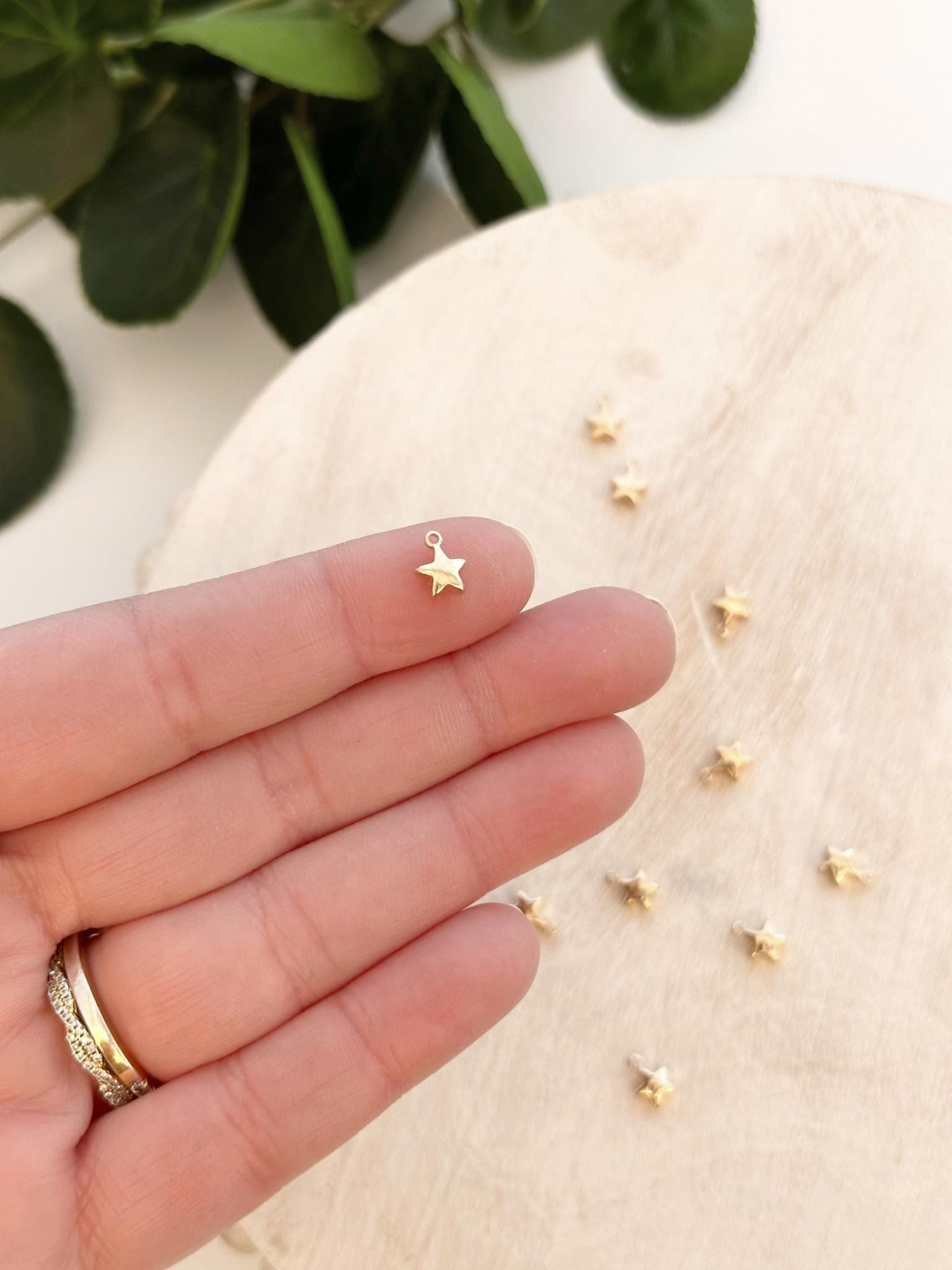 18k Gold Plated Star Charms for Earring Making - 10pc Set 6mm x 8mm Brass Jewelry Findings