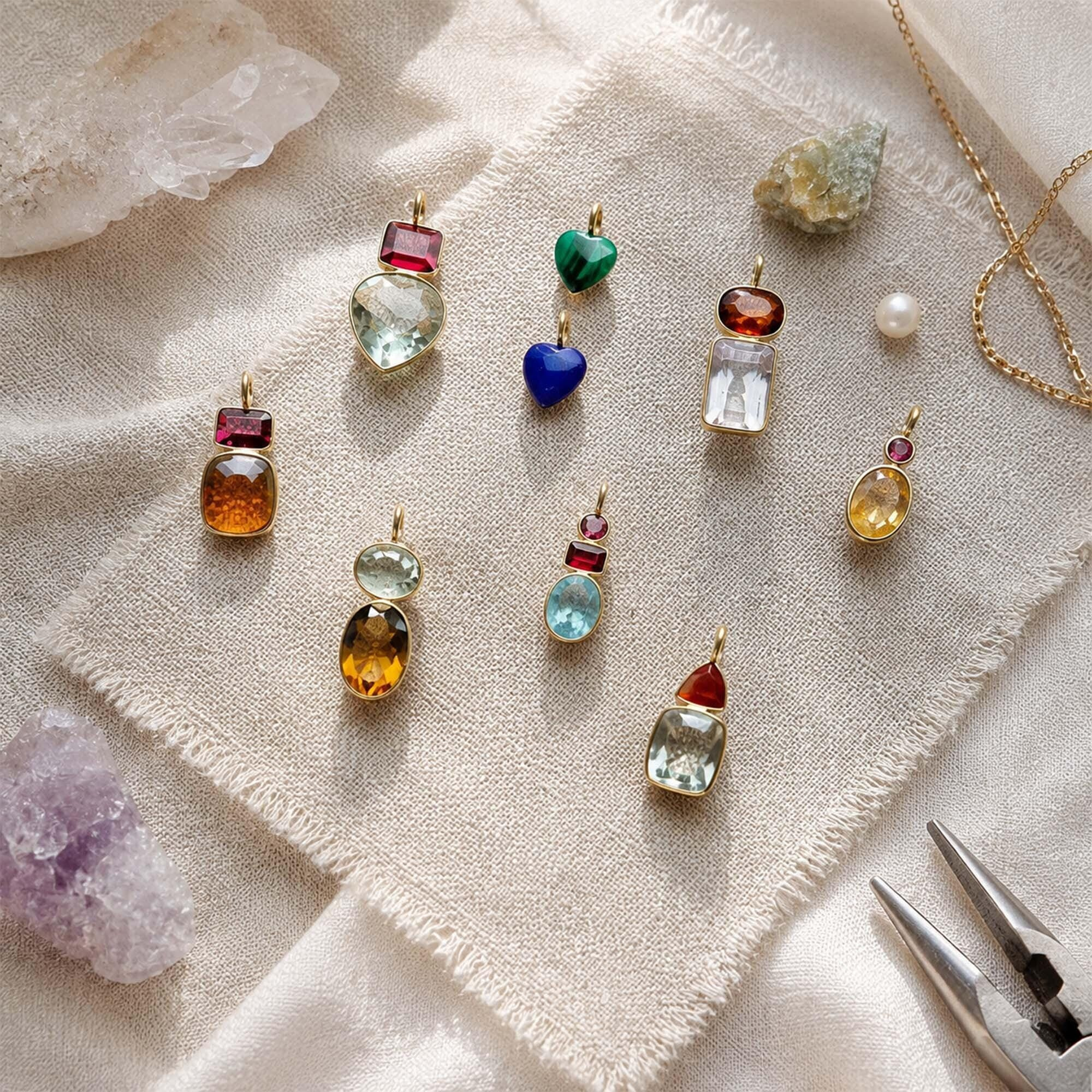 Colorful Crystal Gemstone Jewelry Making Charms 2 - MeasureMason Colorful Crystal Gemstone Jewelry Making Charms 2