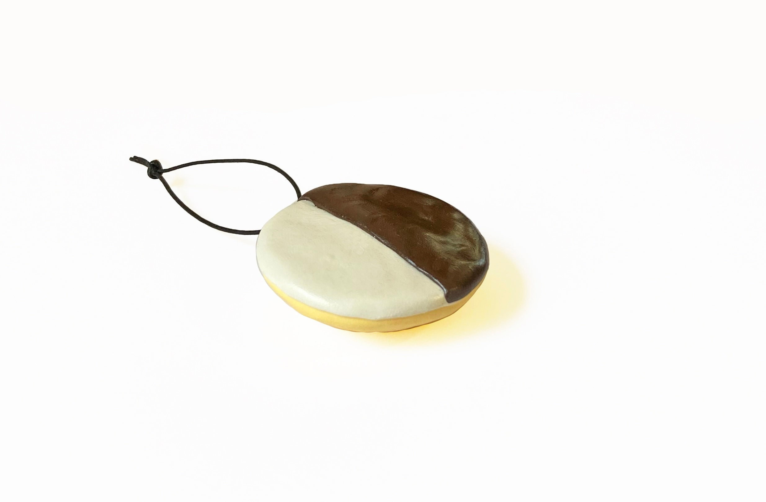 Handmade Polymer Clay Christmas Ornament – Black & White Cookie Design