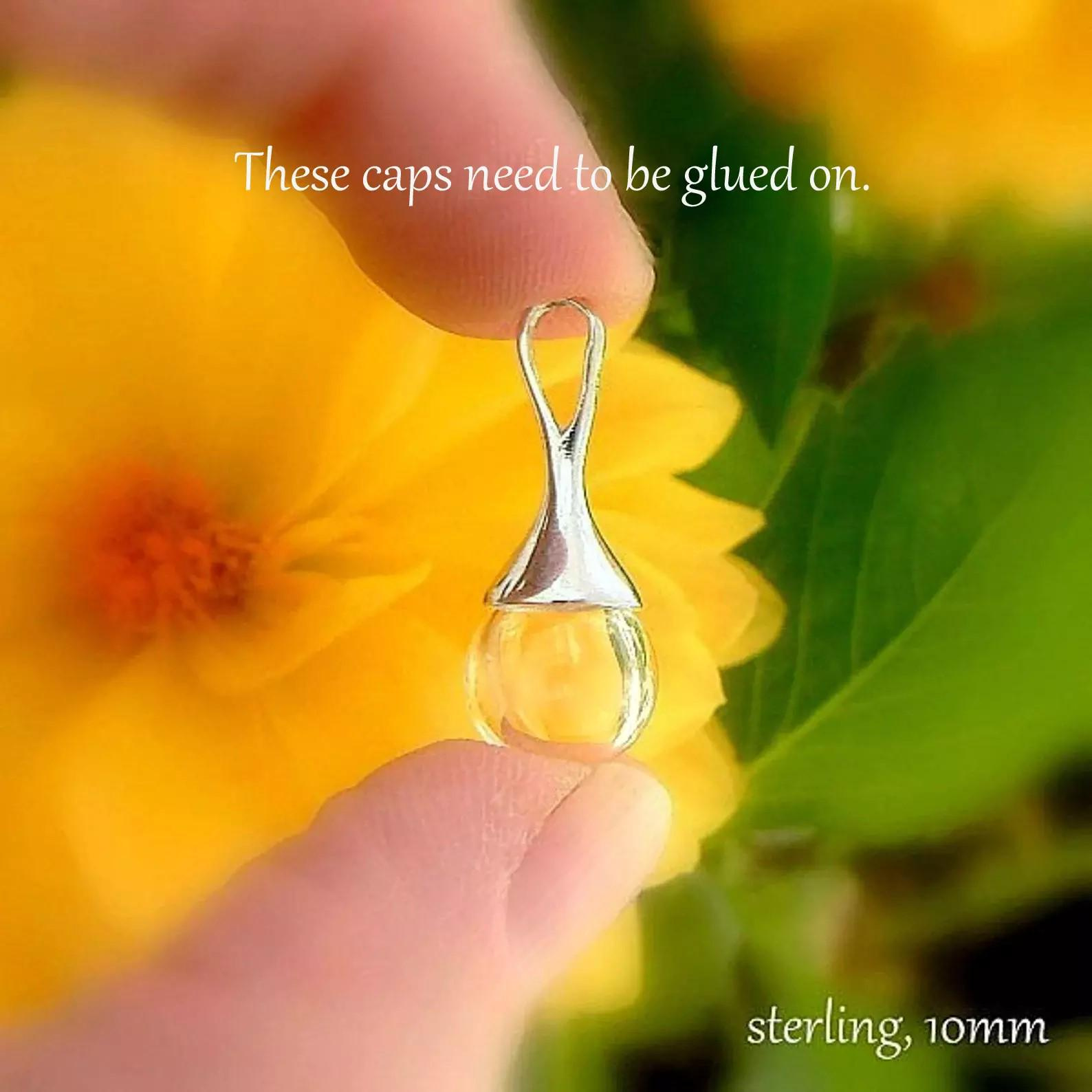 Sterling Silver Ball Cap with Loop for Jewelry Making Pendants - Multiple Sizes Available
