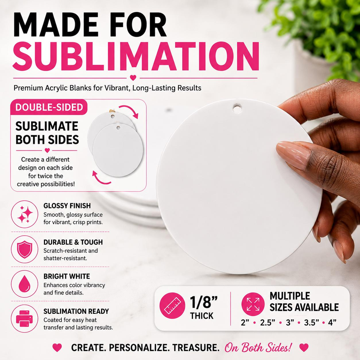 Round Double-Sided Acrylic Sublimation Blank for DIY Crafts 2 - MeasureMason Round Double-Sided Acrylic Sublimation Blank for DIY Crafts 2