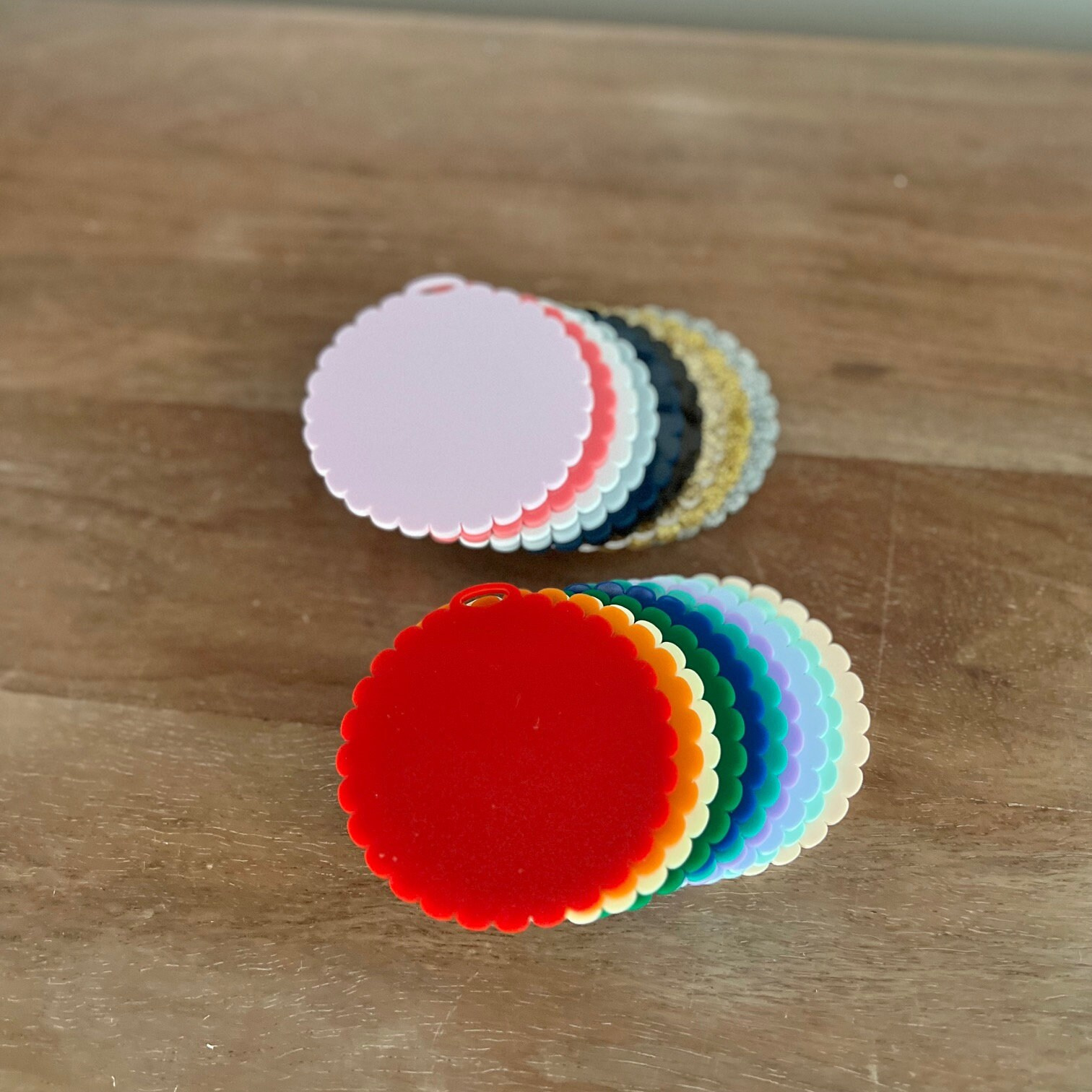 Acrylic Scalloped Circle Bag Tag Blank for Sublimation & DIY Craft Projects 4 - MeasureMason Acrylic Scalloped Circle Bag Tag Blank for Sublimation & DIY Craft Projects 4