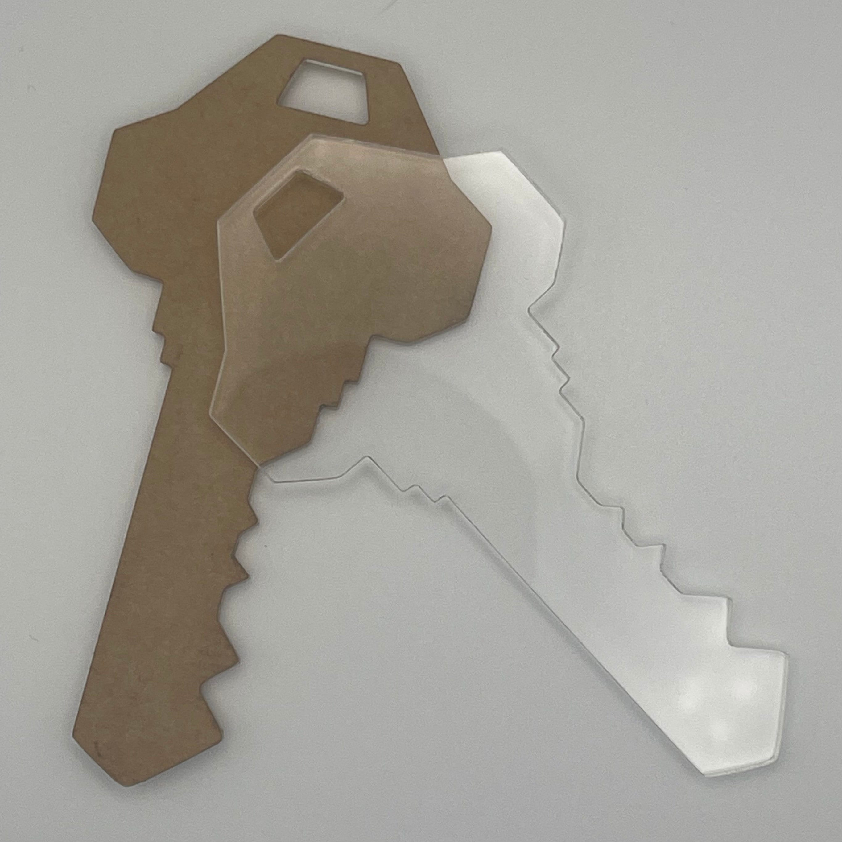 Key Shaped Acrylic Blanks 4 Pack - 6 Inch Clear Cast Acrylic for Keychains, Resin & Sublimation