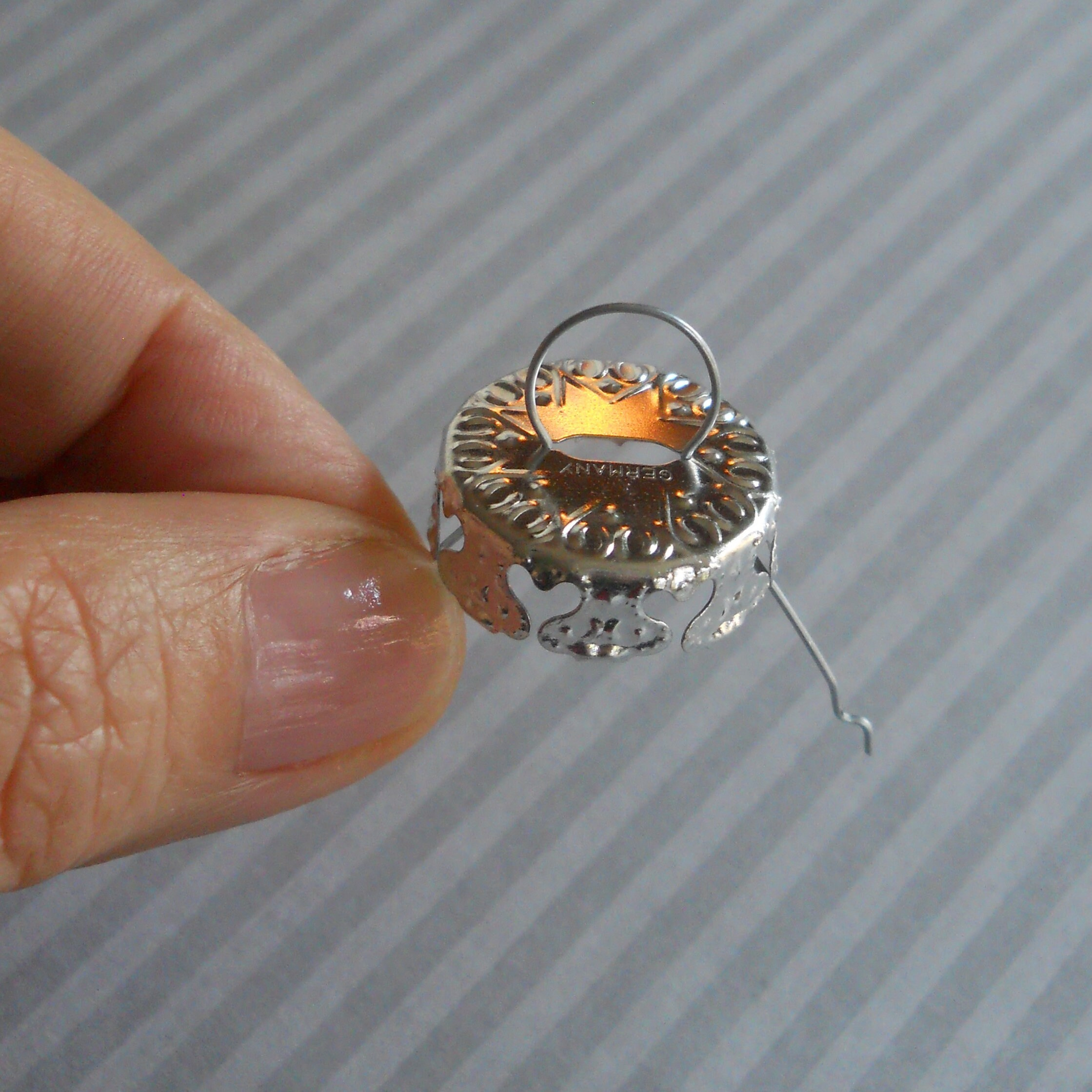 Metal Ornament Cap with Spring Loop Hanger for Felted Wool Crafts 2 - MeasureMason Metal Ornament Cap with Spring Loop Hanger for Felted Wool Crafts 2