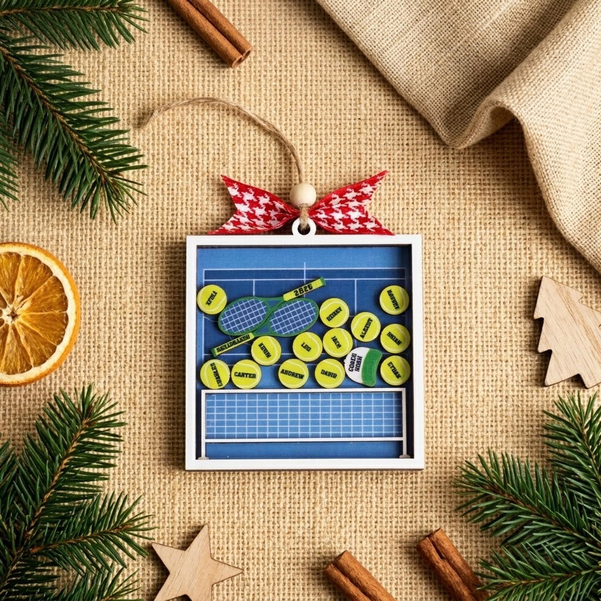 Personalized Tennis Shaker Ornament - Custom Team Christmas Gift with 4-Layer UV Print