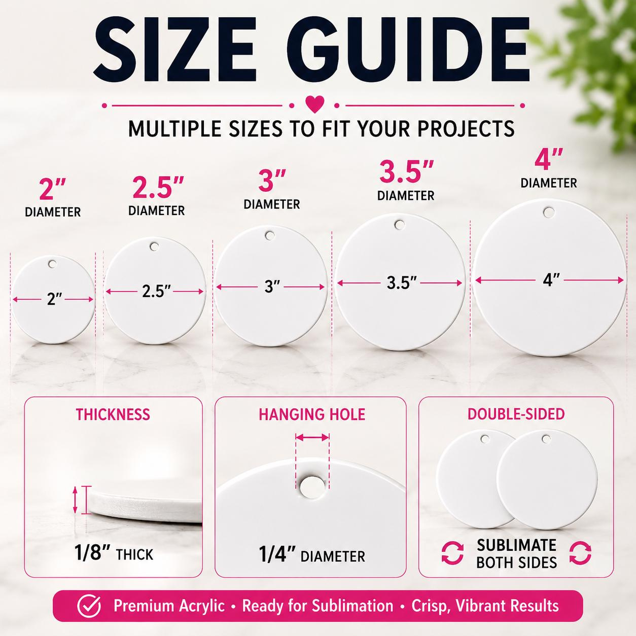 Round Double-Sided Acrylic Sublimation Blank for DIY Crafts 3 - MeasureMason Round Double-Sided Acrylic Sublimation Blank for DIY Crafts 3