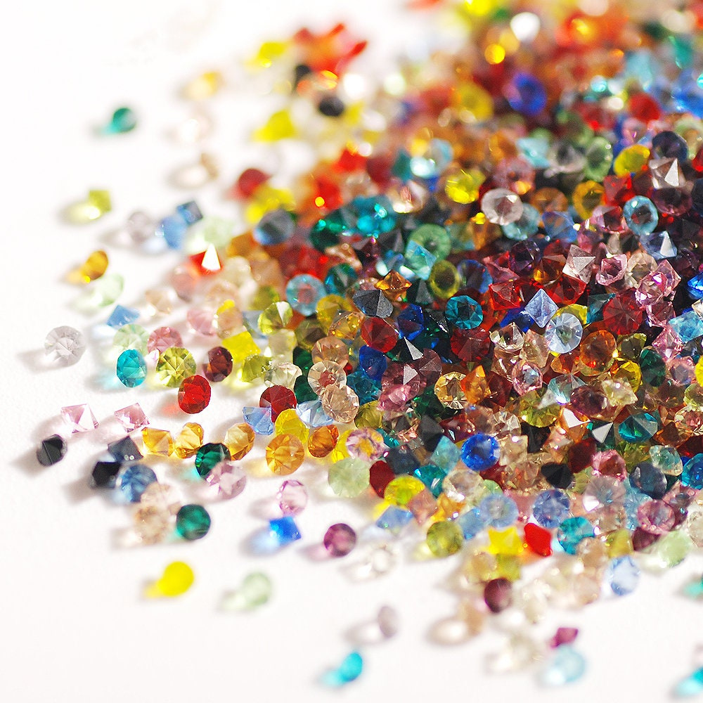 1.1mm Glass Crystal Rhinestones for 3D Nail Art - 38 Colors Bulk Pack Pointback Mini Gems 1