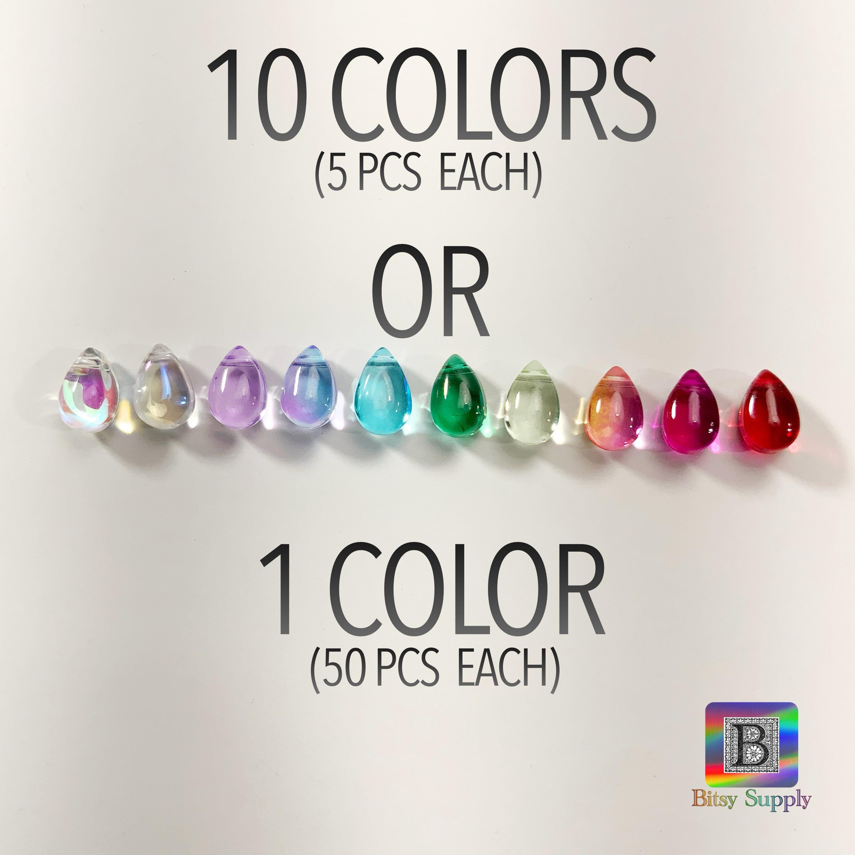 9x6mm Smooth Glass Teardrop Beads 50pcs - 12 Colors AB Coated Drops for Suncatchers, Polymer Clay Jewelry BG93 1 - MeasureMason 9x6mm Smooth Glass Teardrop Beads 50pcs - 12 Colors AB Coated Drops for Suncatchers, Polymer Clay Jewelry BG93 1