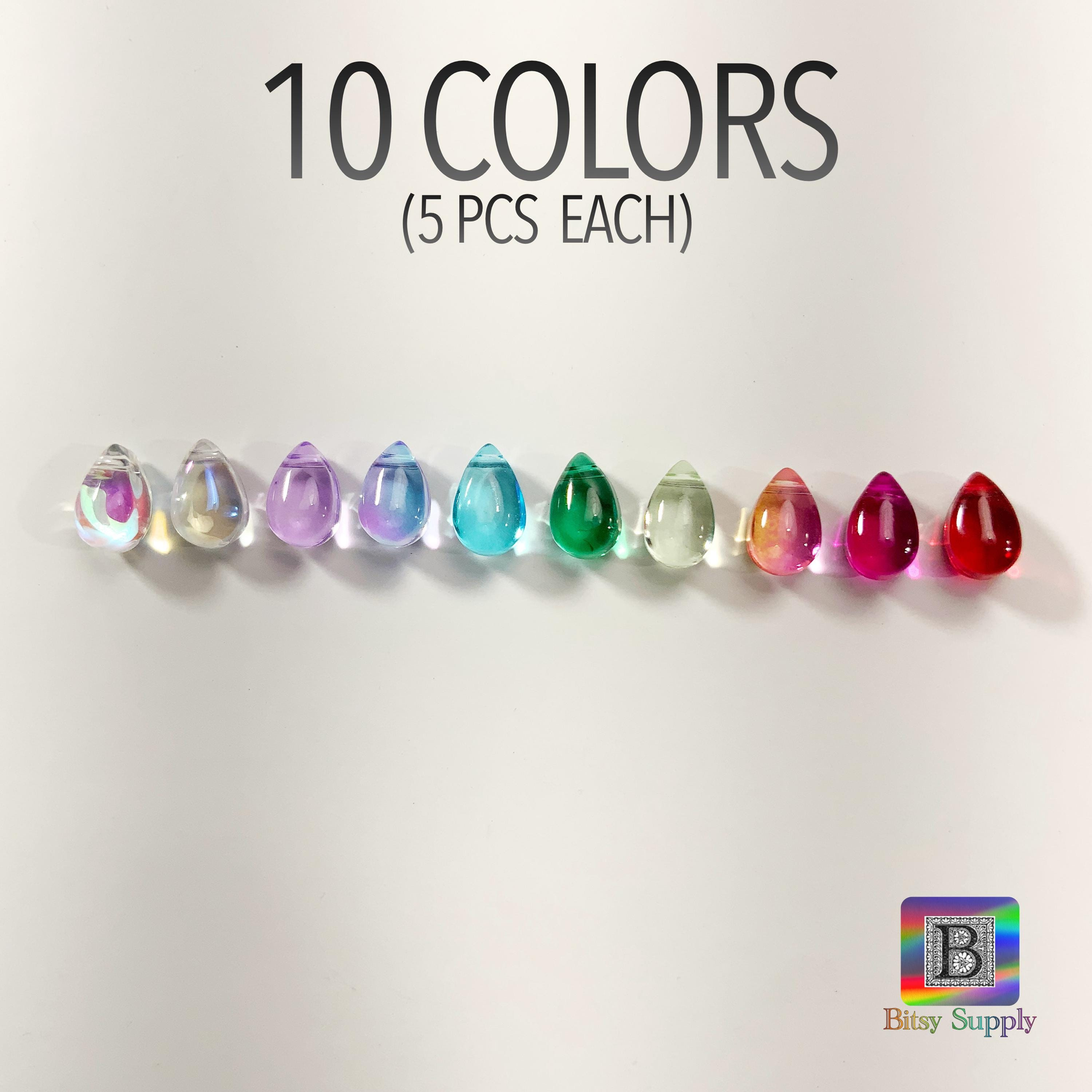 9x6mm Smooth Glass Teardrop Beads 50pcs - 12 Colors AB Coated Drops for Suncatchers, Polymer Clay Jewelry BG93 4 - MeasureMason 9x6mm Smooth Glass Teardrop Beads 50pcs - 12 Colors AB Coated Drops for Suncatchers, Polymer Clay Jewelry BG93 4