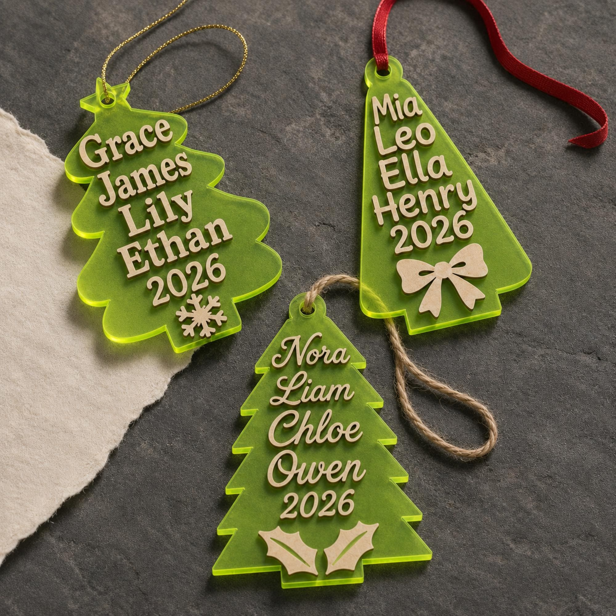 Personalized Christmas Tree Wood & Luminous Acrylic Ornament, Custom Family Name Holiday Keepsake Gift, Christmas Decor Personalized Christmas Tree Wood & Luminous Acrylic Ornament, Custom Family Name Holiday Keepsake Gift, Christmas Decor
