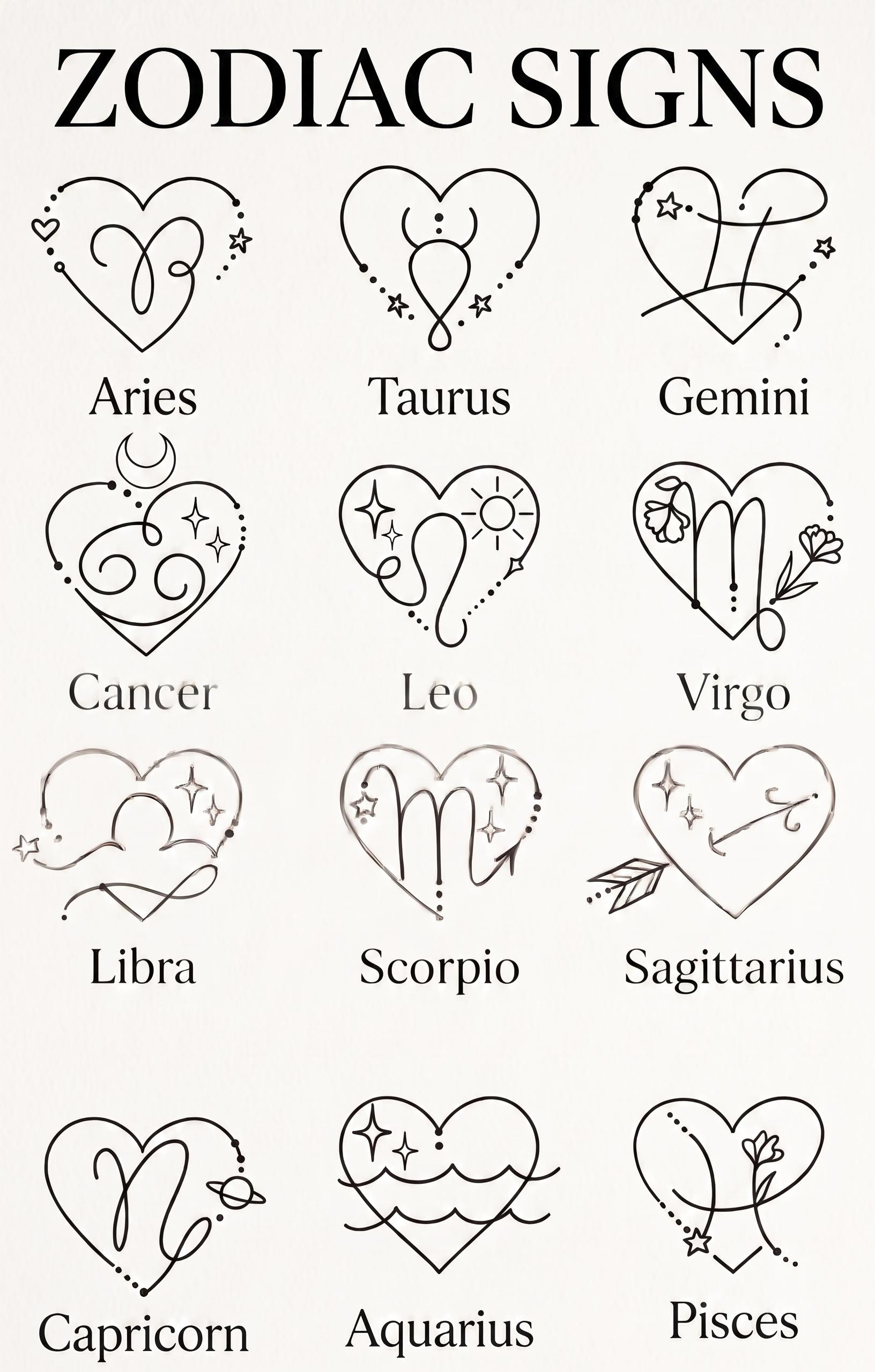 Personalized Zodiac Sign Heart Ornament - Custom Name Keepsake Gift 3 - MeasureMason Personalized Zodiac Sign Heart Ornament - Custom Name Keepsake Gift 3