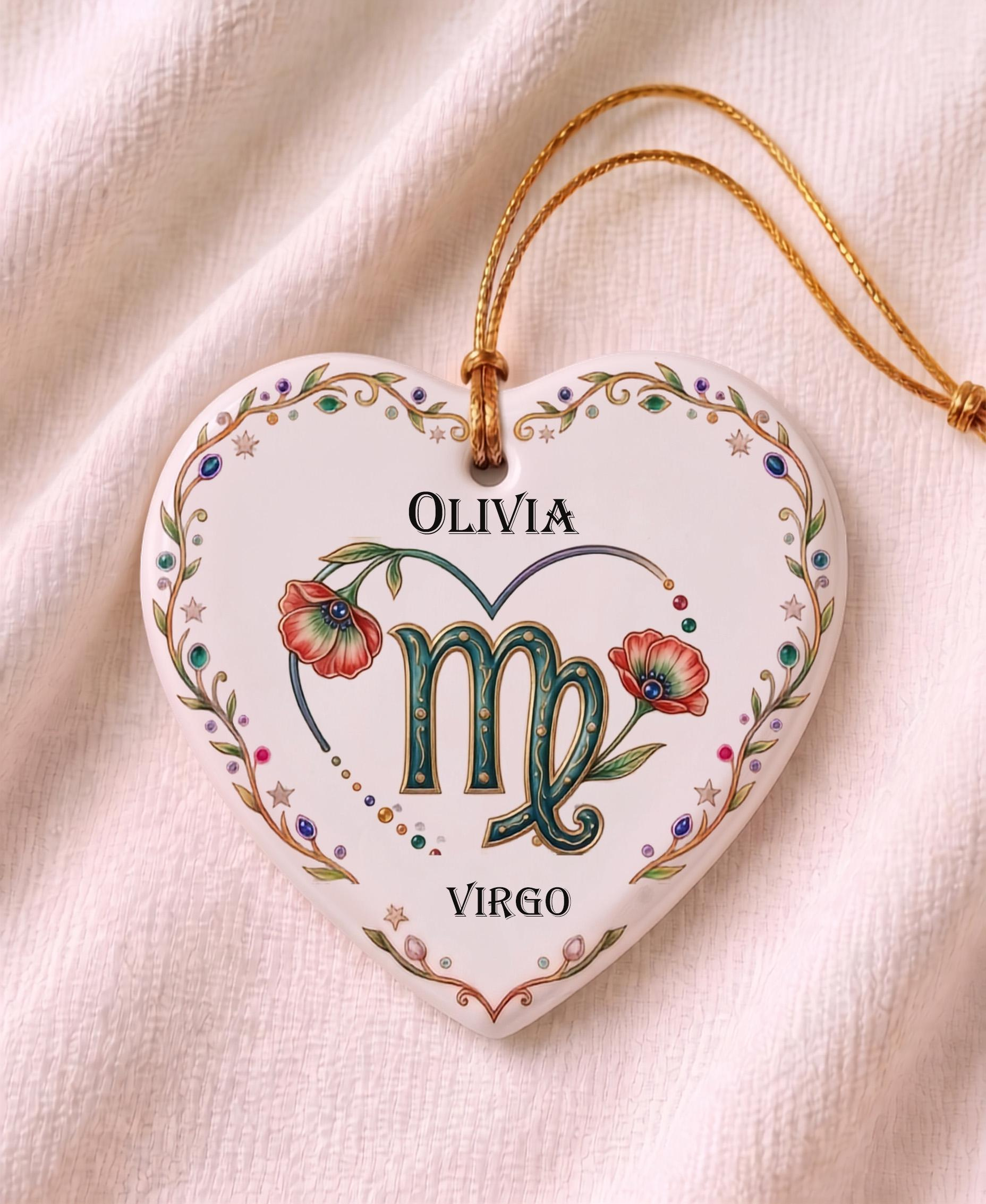 Personalized Zodiac Sign Heart Ornament - Custom Name Keepsake Gift 1 - MeasureMason Personalized Zodiac Sign Heart Ornament - Custom Name Keepsake Gift 1