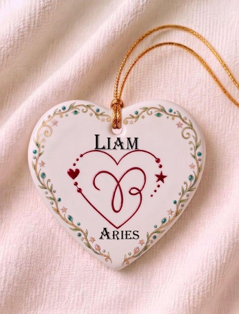 Personalized Zodiac Sign Heart Ornament - Custom Name Keepsake Gift 2 - MeasureMason Personalized Zodiac Sign Heart Ornament - Custom Name Keepsake Gift 2