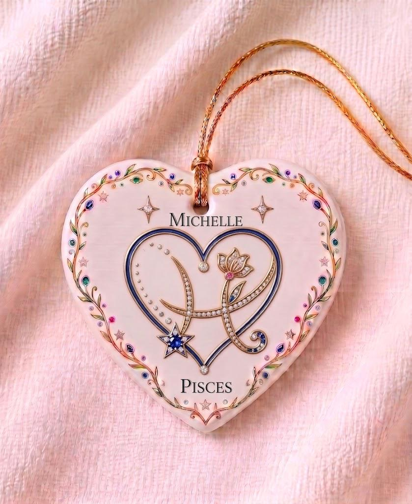 Personalized Zodiac Sign Heart Ornament - Custom Name Keepsake Gift 4 - MeasureMason Personalized Zodiac Sign Heart Ornament - Custom Name Keepsake Gift 4