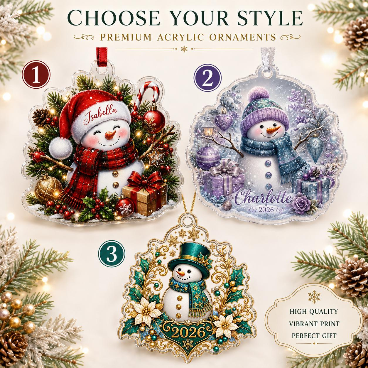 Personalized Snowman Christmas Ornament 2026 - Custom Name Acrylic Keepsake Holiday Tree Decor Gift Personalized Snowman Christmas Ornament 2026 - Custom Name Acrylic Keepsake Holiday Tree Decor Gift