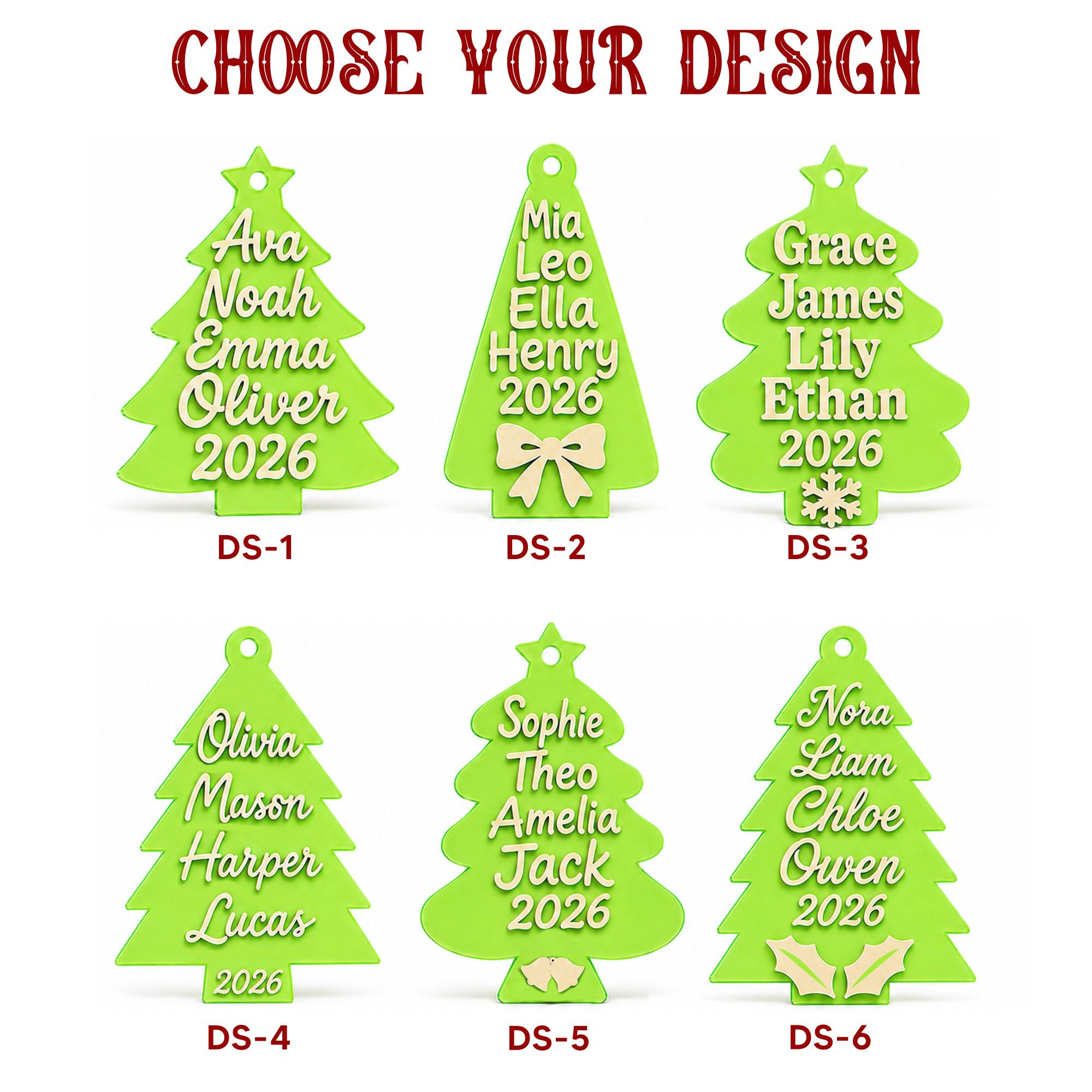 Personalized Christmas Tree Wood & Luminous Acrylic Ornament, Custom Family Name Holiday Keepsake Gift, Christmas Decor 4 - MeasureMason Personalized Christmas Tree Wood & Luminous Acrylic Ornament, Custom Family Name Holiday Keepsake Gift, Christmas Decor 4