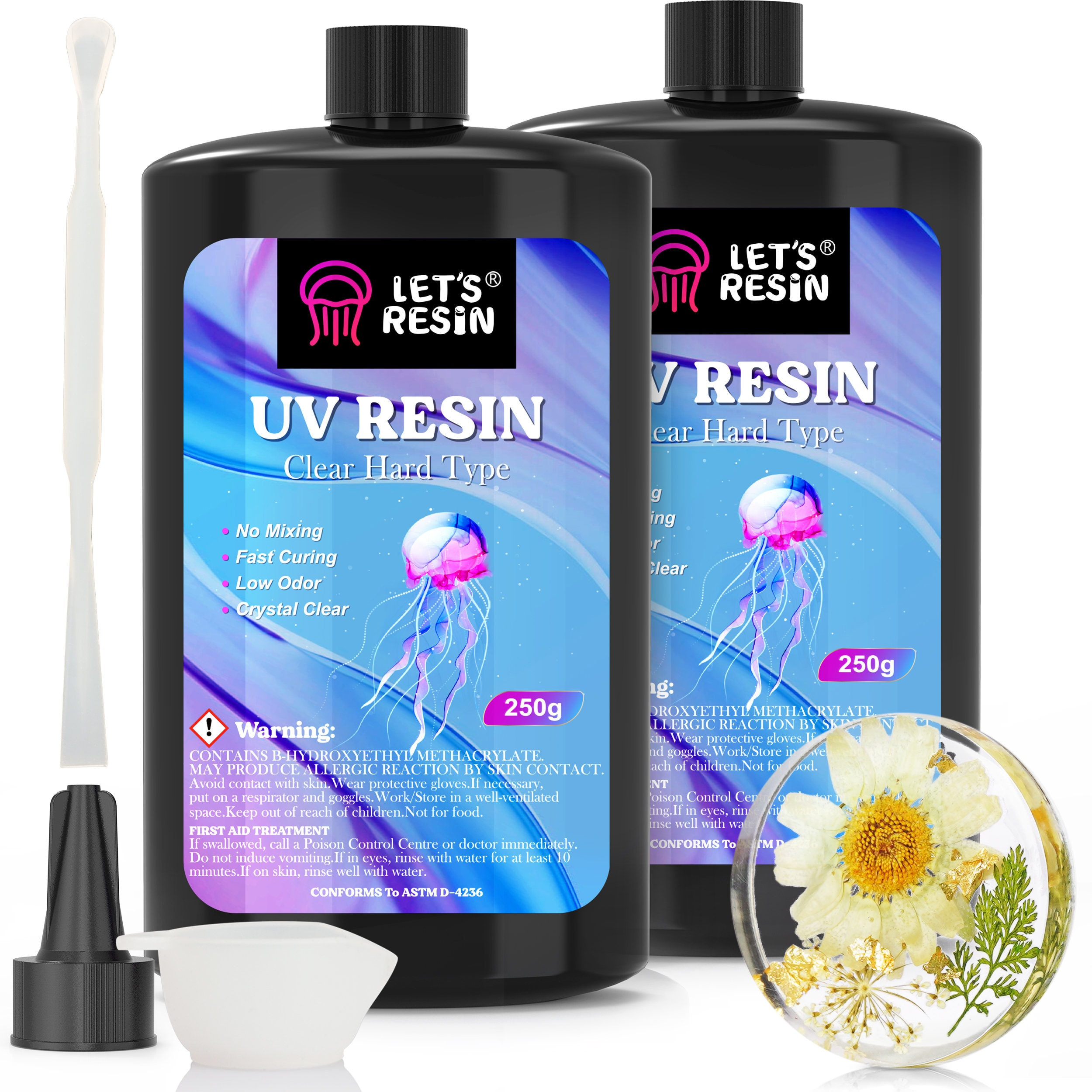 LET'S Resin Upgraded 500g Clear UV Resin Kit, No-Mix Hard Type for Jewelry Making, Coating & Casting LET'S Resin Upgraded 500g Clear UV Resin Kit, No-Mix Hard Type for Jewelry Making, Coating & Casting