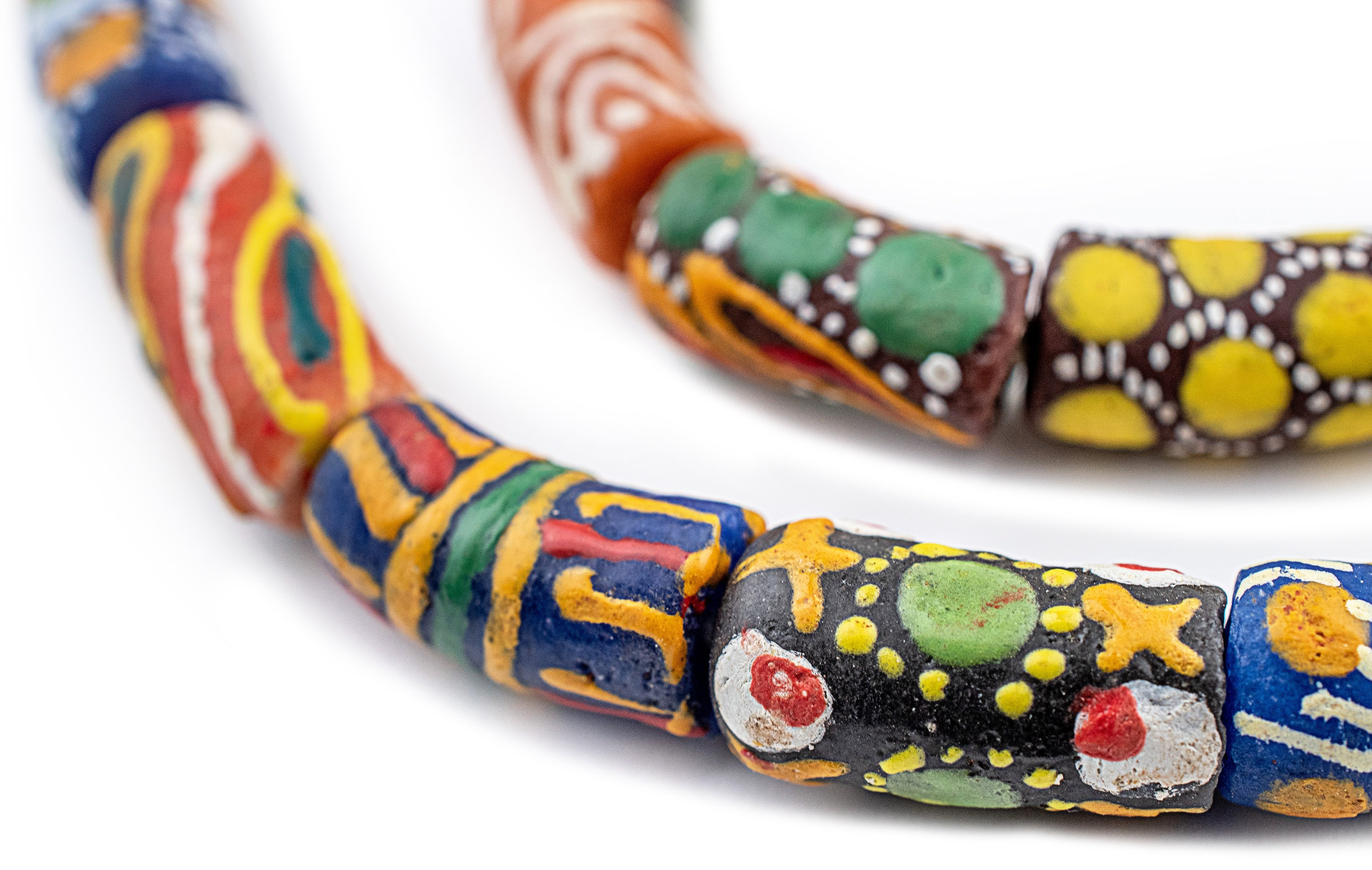 24 Ghana Glass Beads Medley - Krobo Beads - Powder Glass African Beads - Made in Ghana (KRB-ELB-MIX-292)